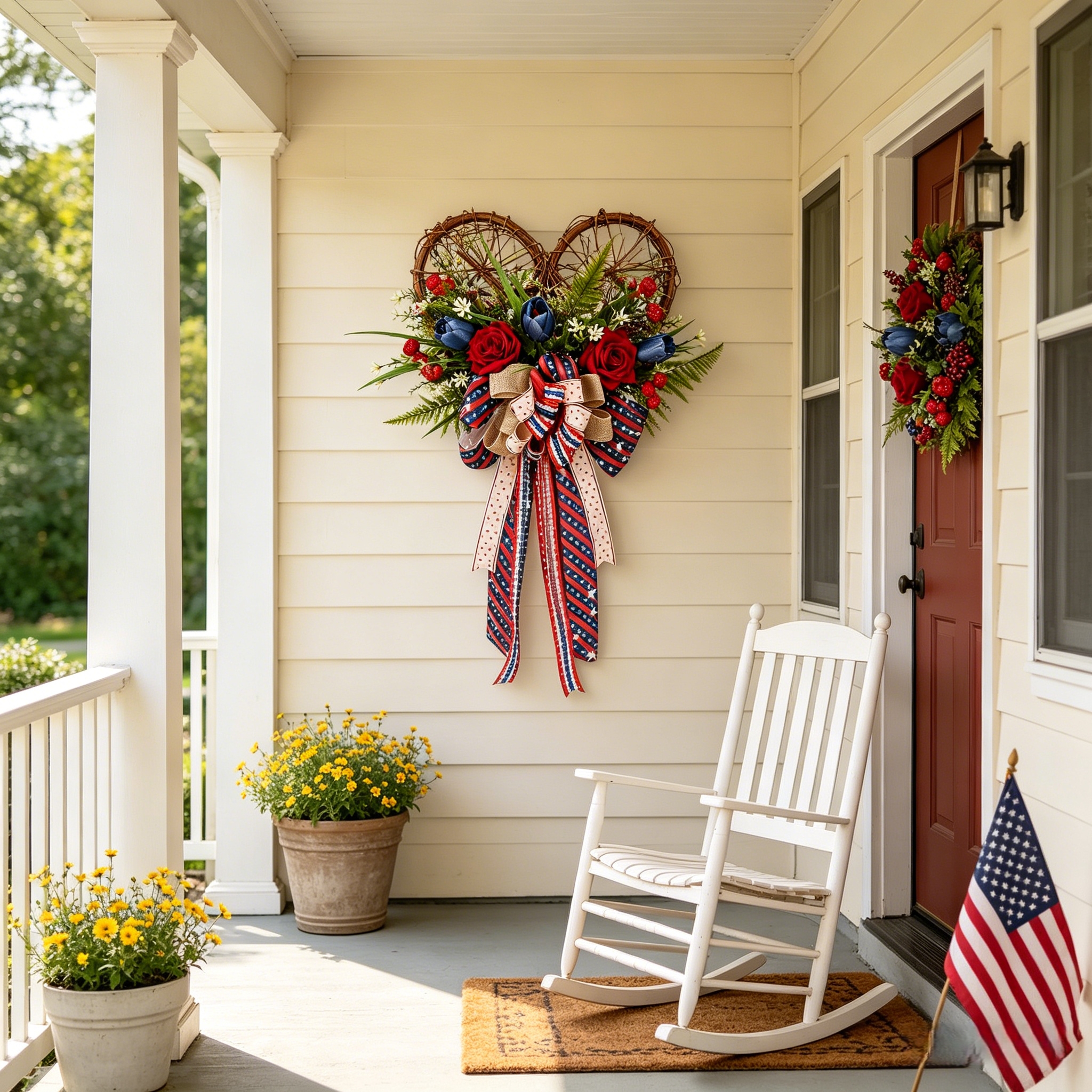 24 Inch Patriotic Heart Wreath for Front Door