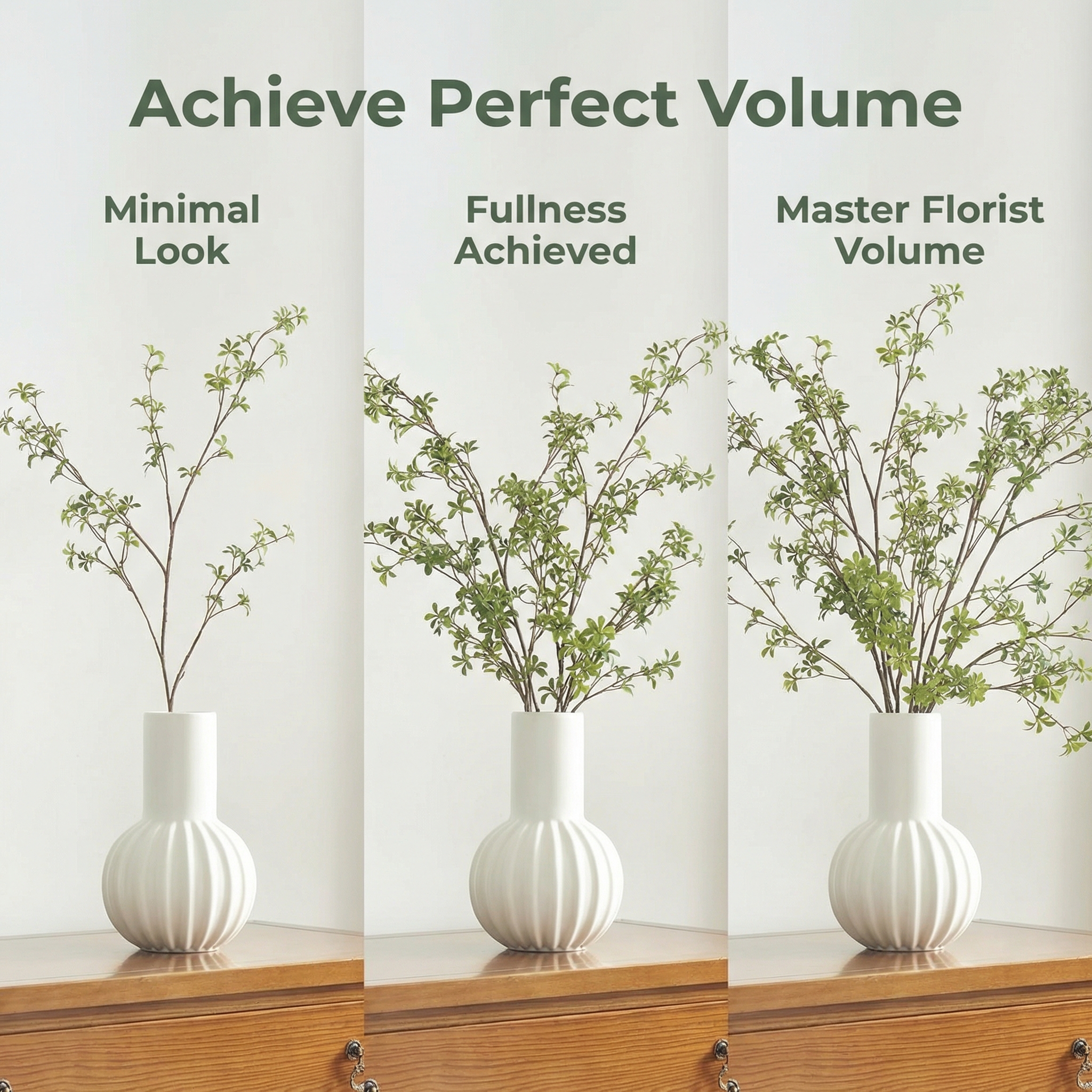 Artificial Greenery Stems – 47” Tall Real Touch Faux Enkianthus Twig Branches for Vase Filler, Home, Office, Wedding & Shop Décor