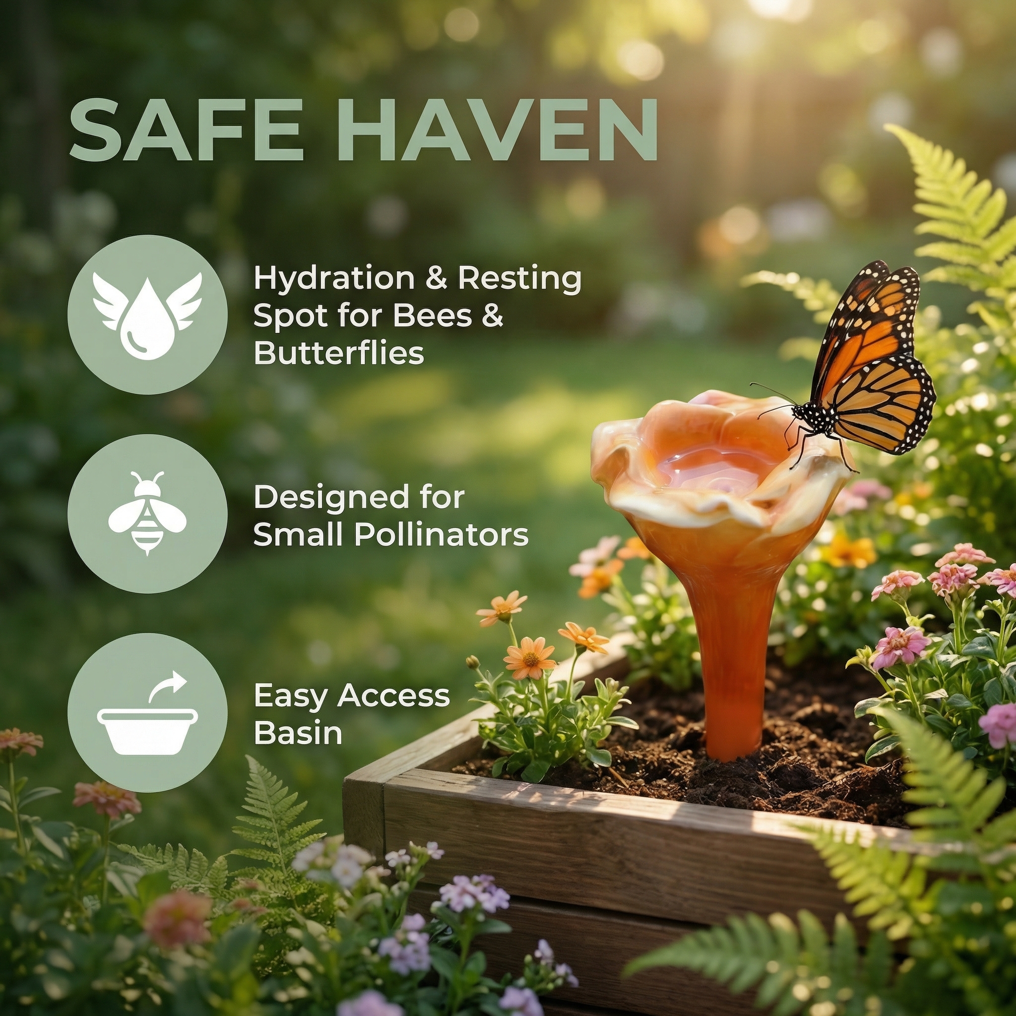 Ceramic Flower Bee Water Cup Stake