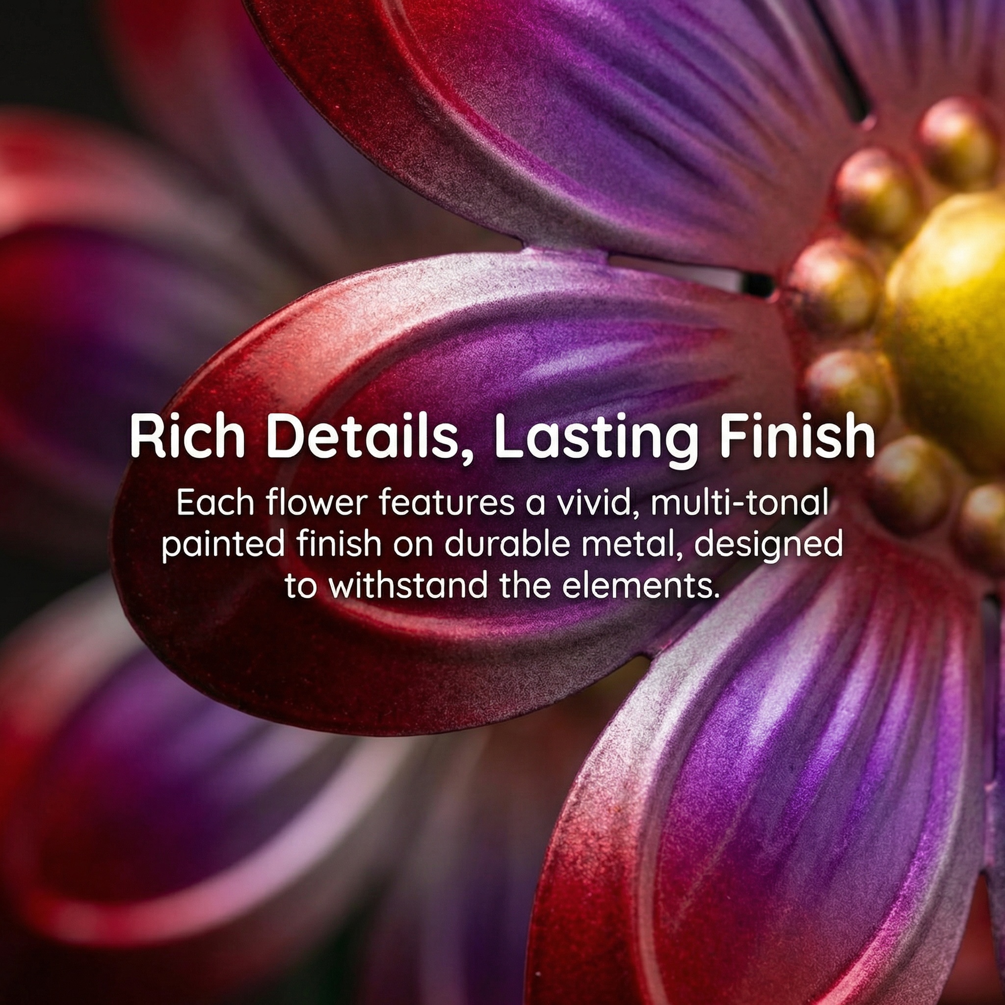 Set of 4 Outdoor Metal Colorful Floral Garden Decor Stakes