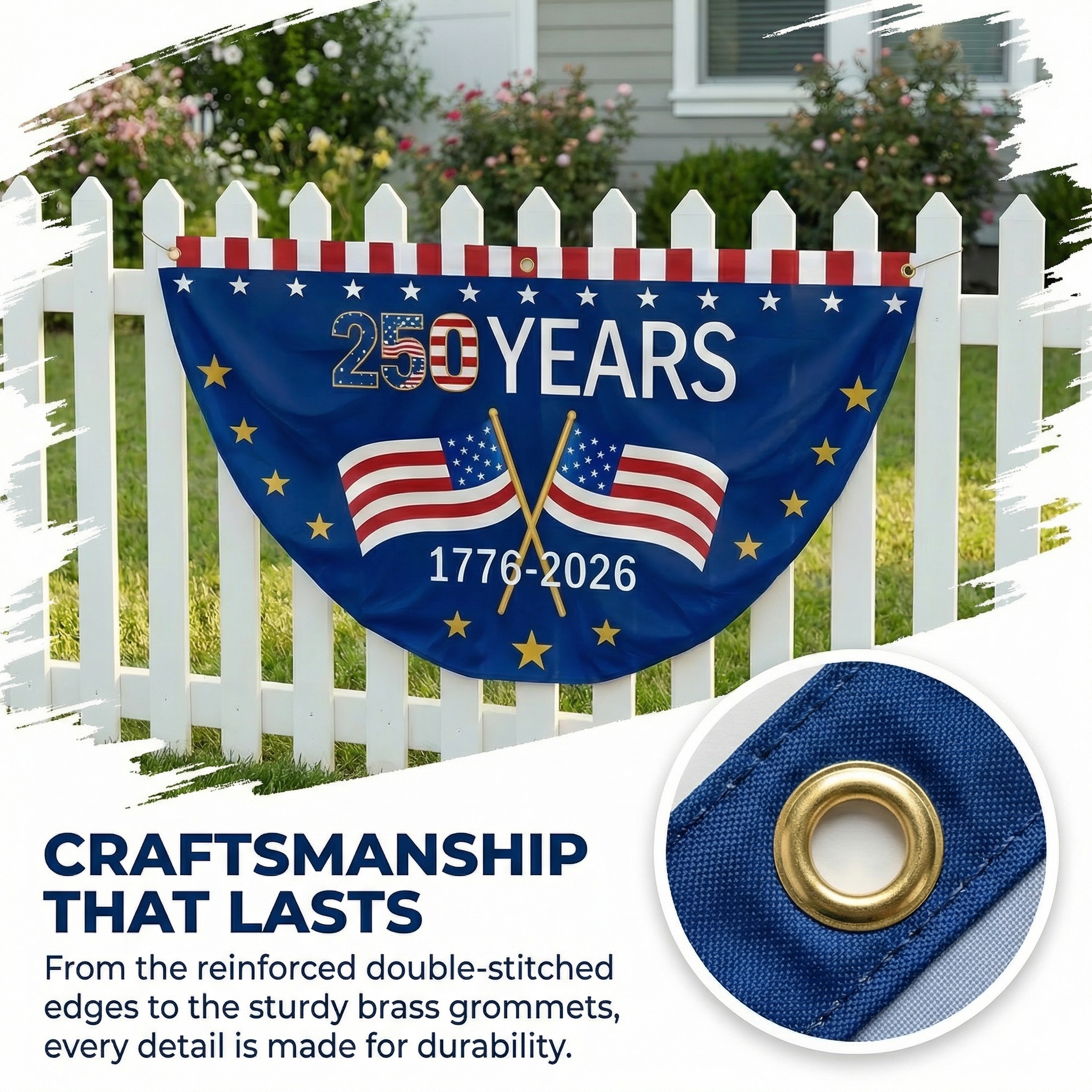 America 250 Patriotic Bunting Banner