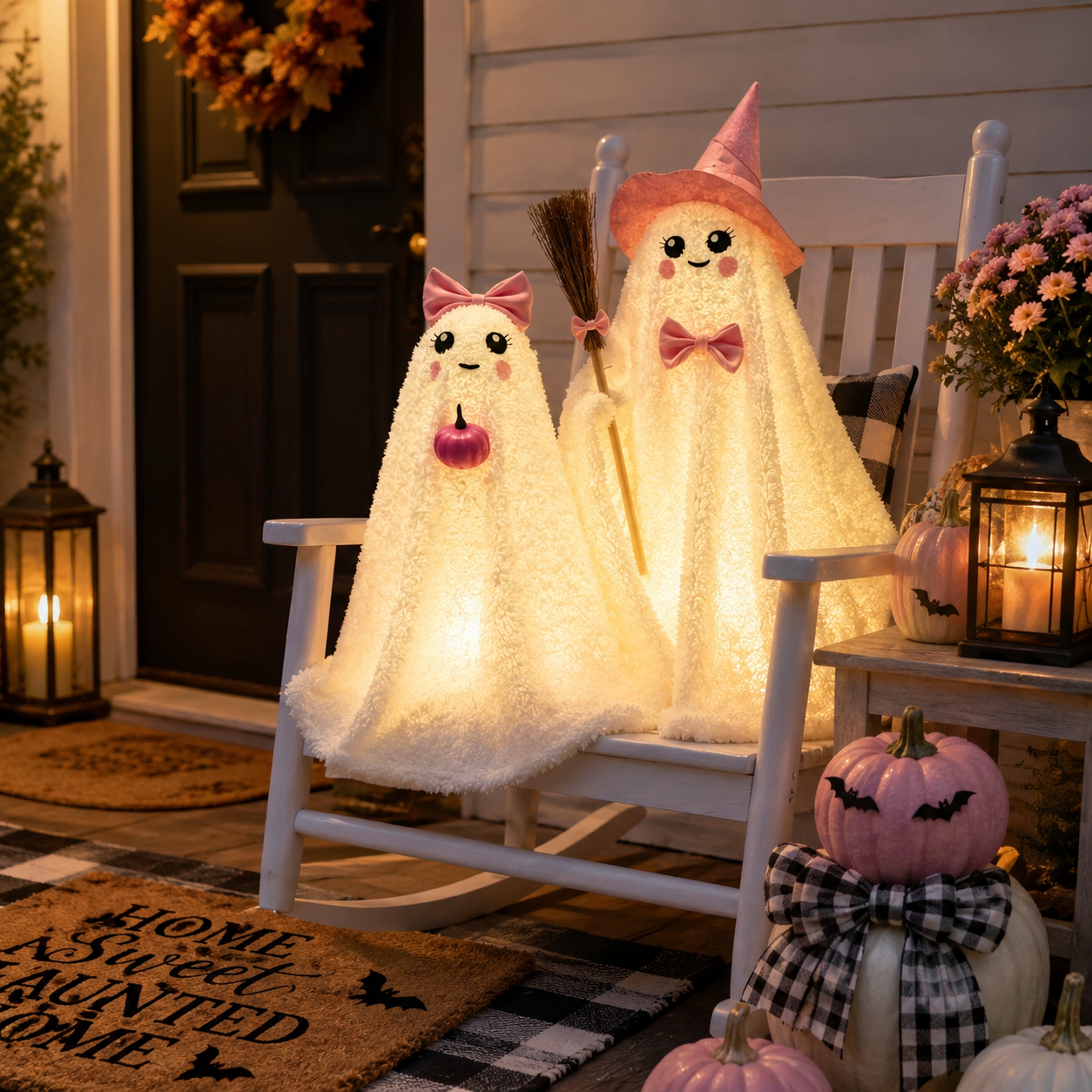 Lighted Plush Ghost Halloween Decorations