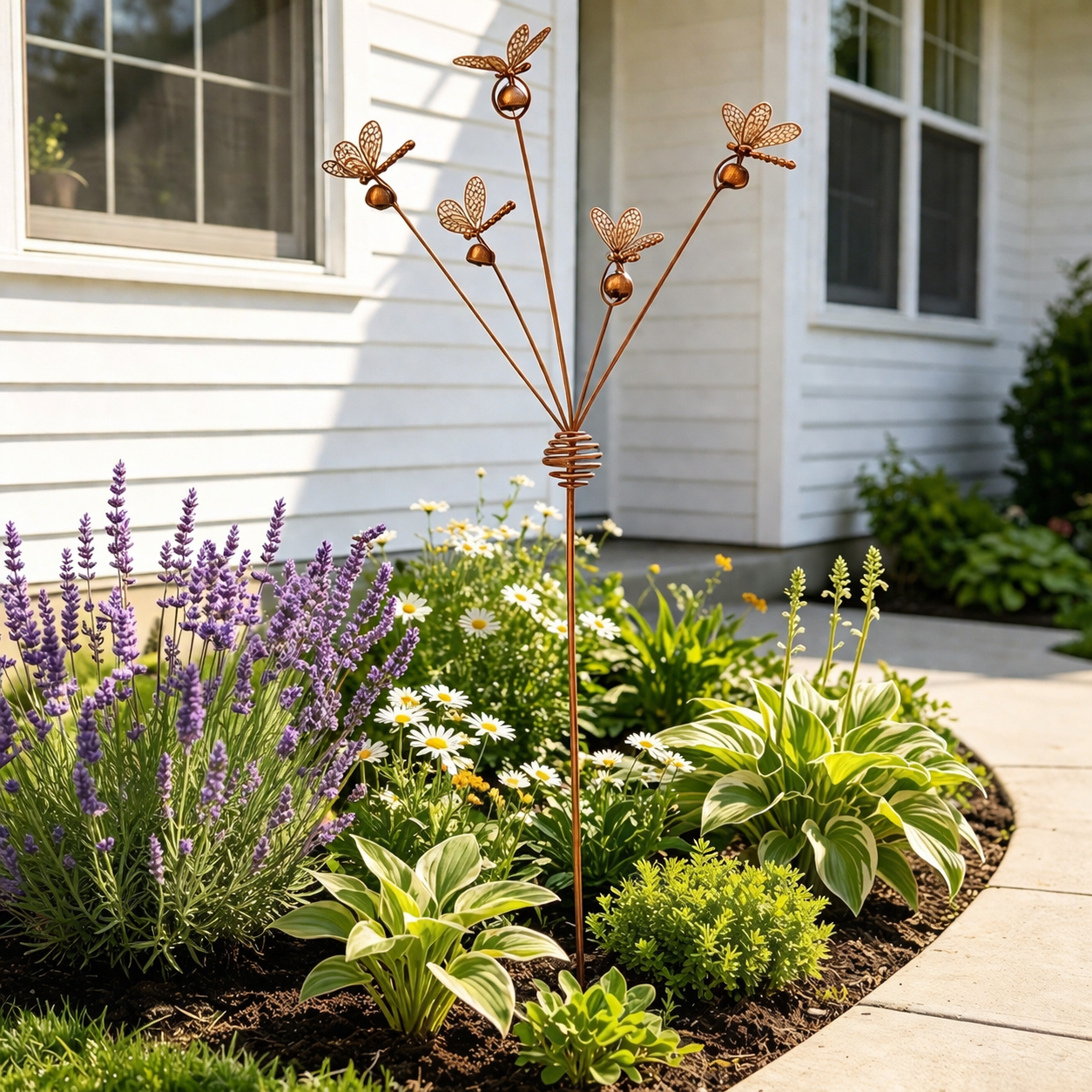 Dragonflies and Bells Garden Stake