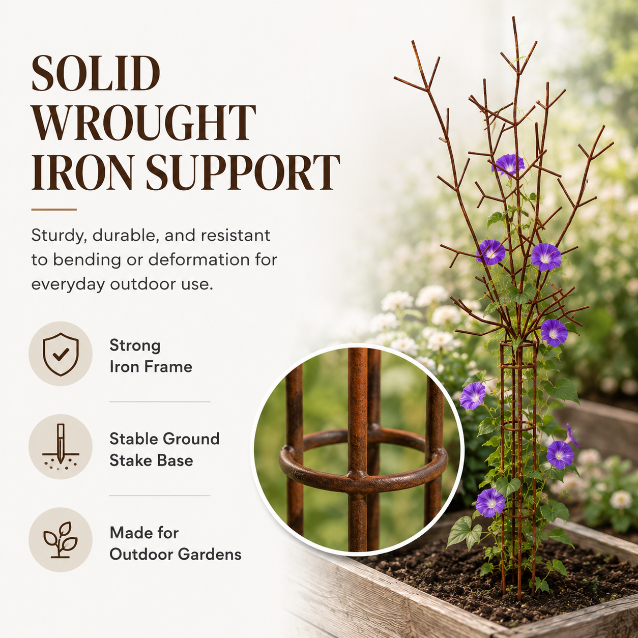 Rustic Wrought Iron Branch Garden Trellis