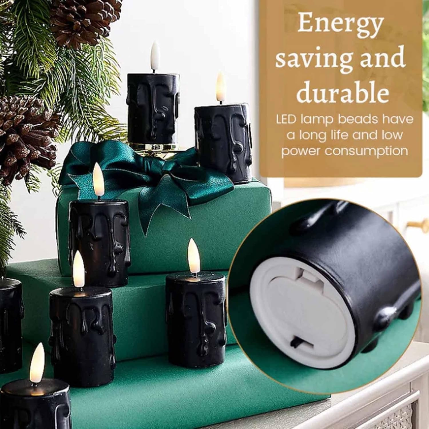 Set of 2 Clip-On Flameless Christmas Tree Candles With Timer