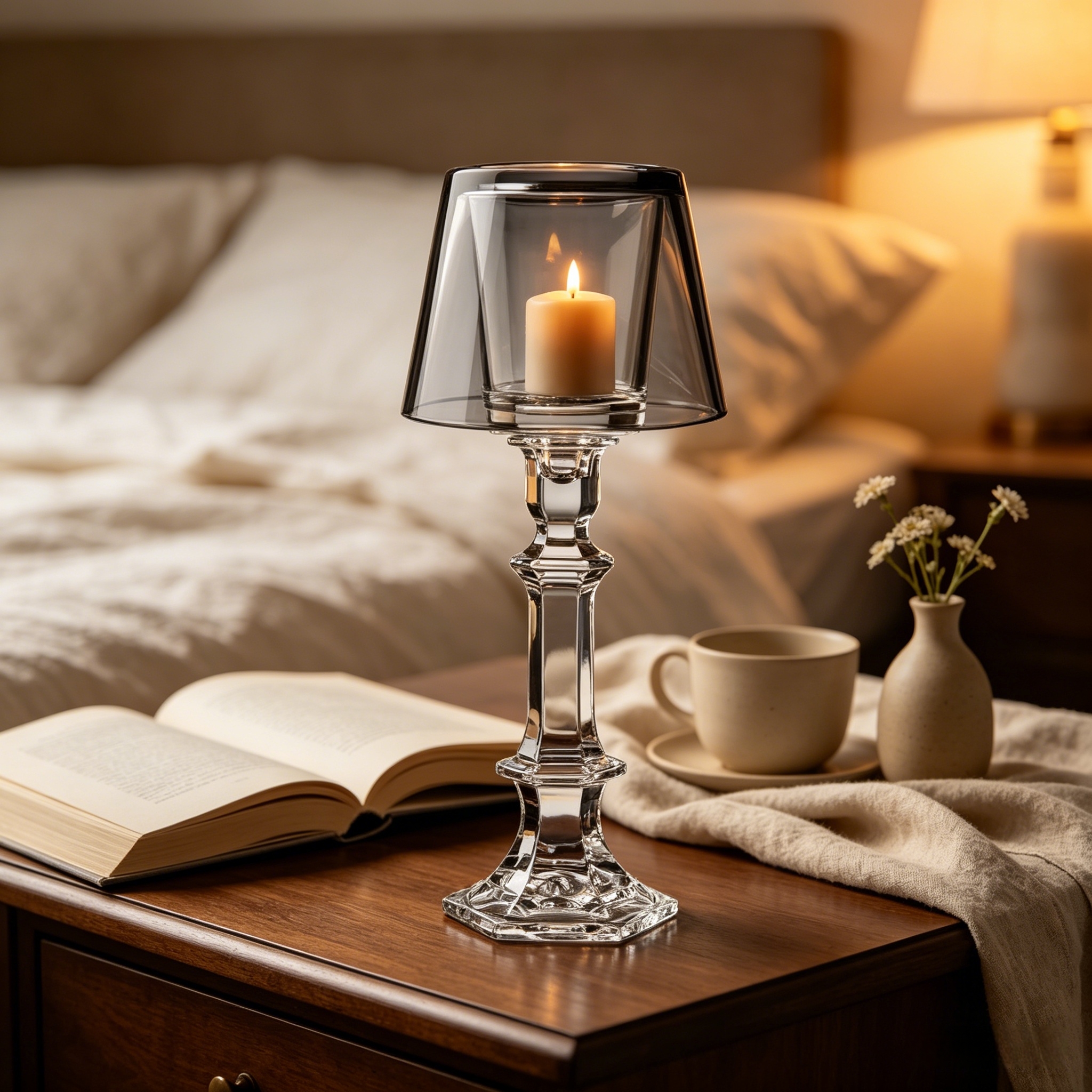 Elegant Crystal Hurricane Candleholder