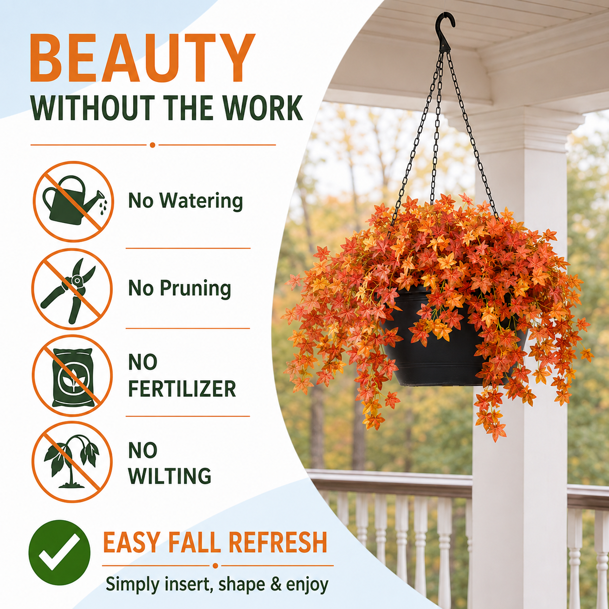 Artificial Cascading Maple Leaf Bush for Fall Outdoor Decor