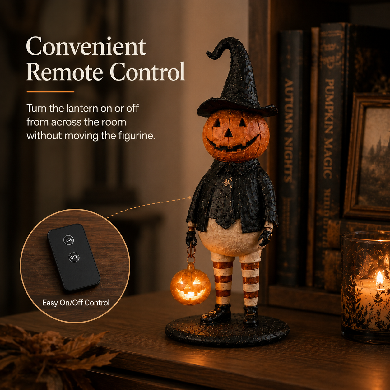 Vintage Lighted Pumpkin Witch Figurine