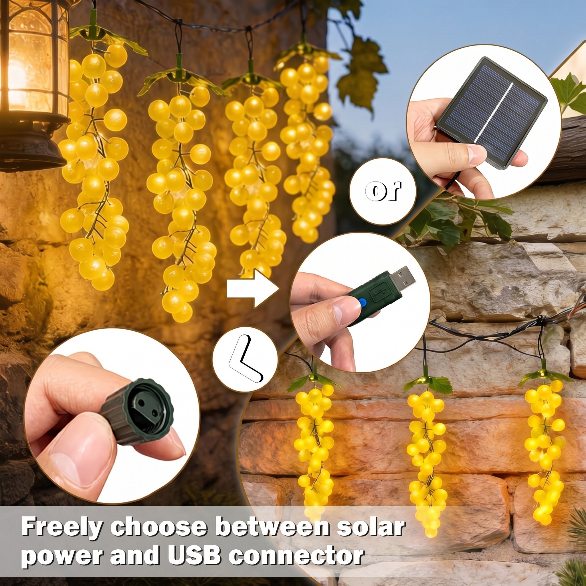 Solar & USB Grape Cluster Lights