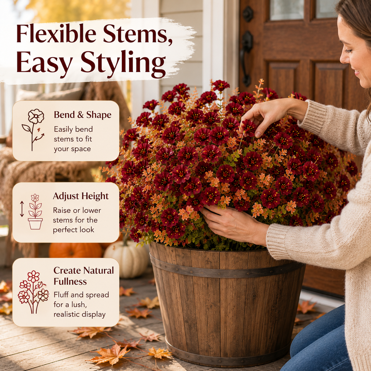 Autumn Harvest Outdoor Faux Flower Bouquets