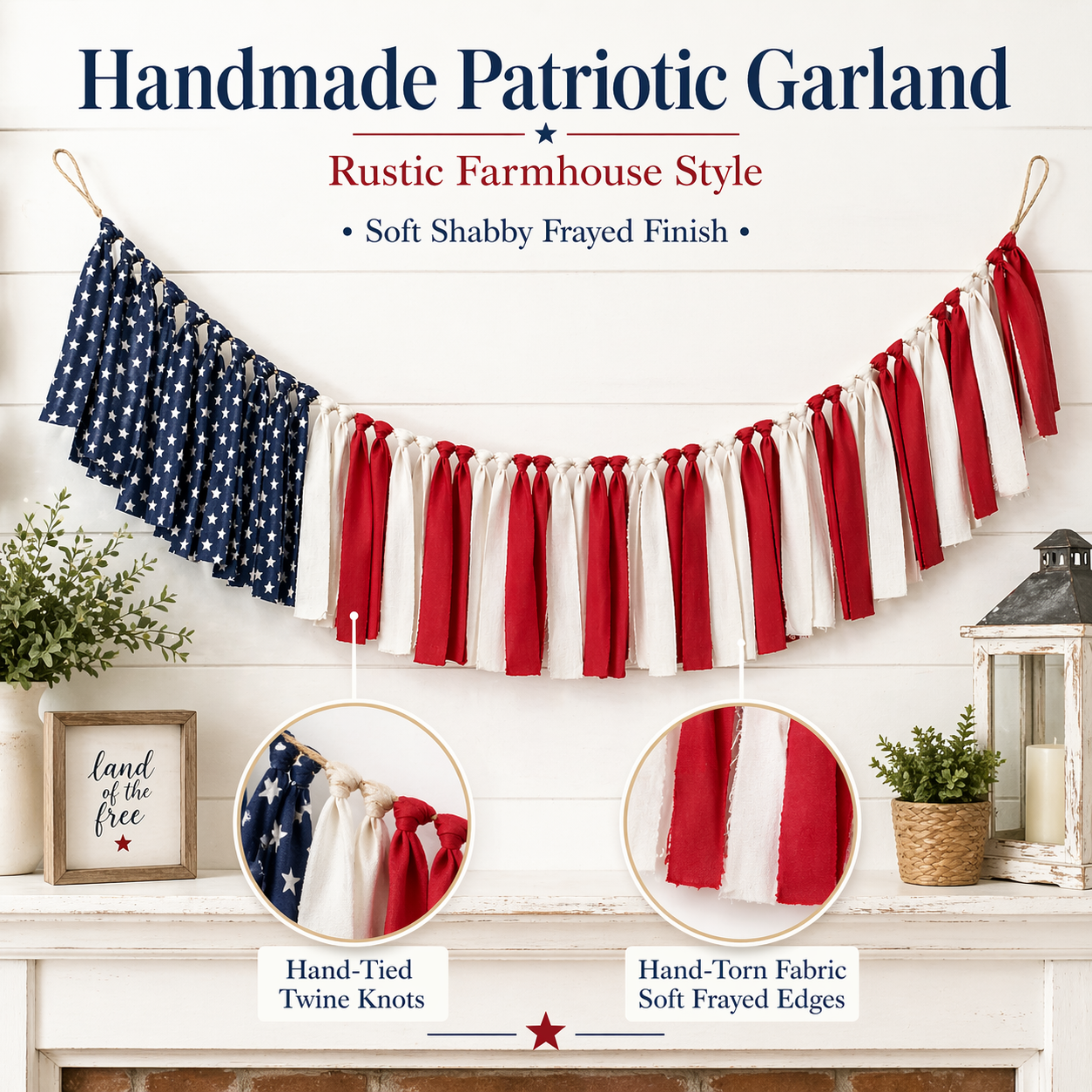 Handmade American Flag Garland