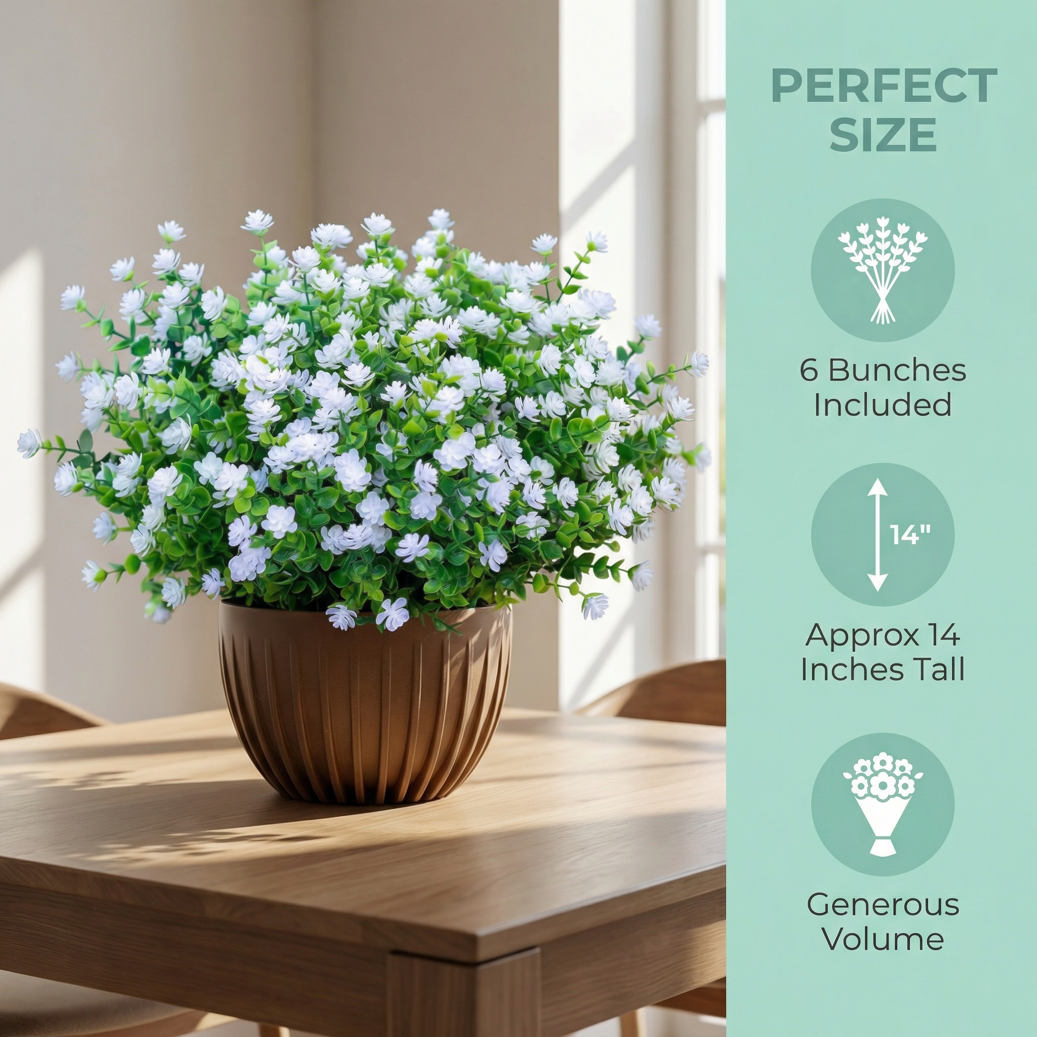 Artificial White Outdoor Flower Bouquets – UV Resistant Faux Spring Flowers for Outdoor Porch, Garden & Patio Decor
