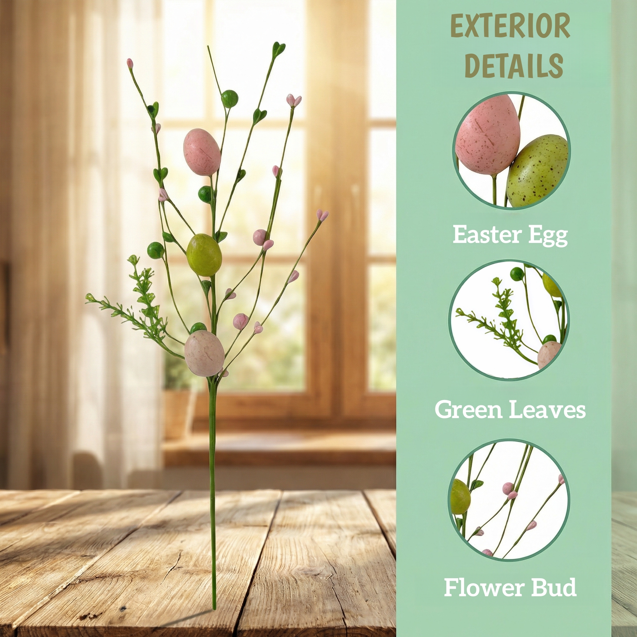 5 Bunches of Artificial Easter Egg Branches – Pastel Berry & Bud Stems for Spring Bouquet, Vase Filler & Easter Table Centerpiece Decor