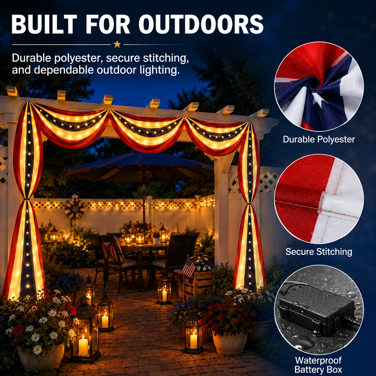 236" Lighted Patriotic Porch Banner