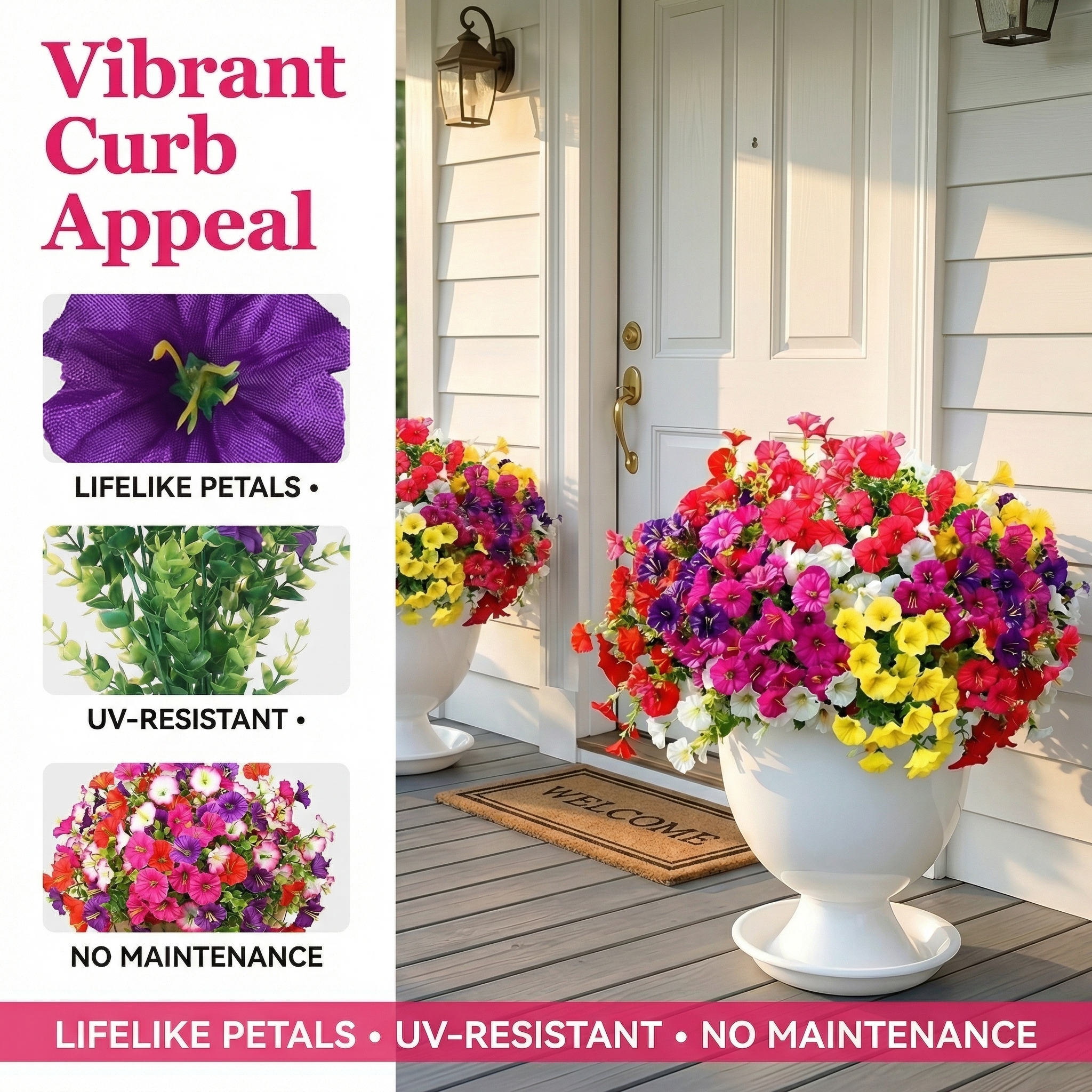 Artificial UV Resistant Eucalyptus Petunia Flowers