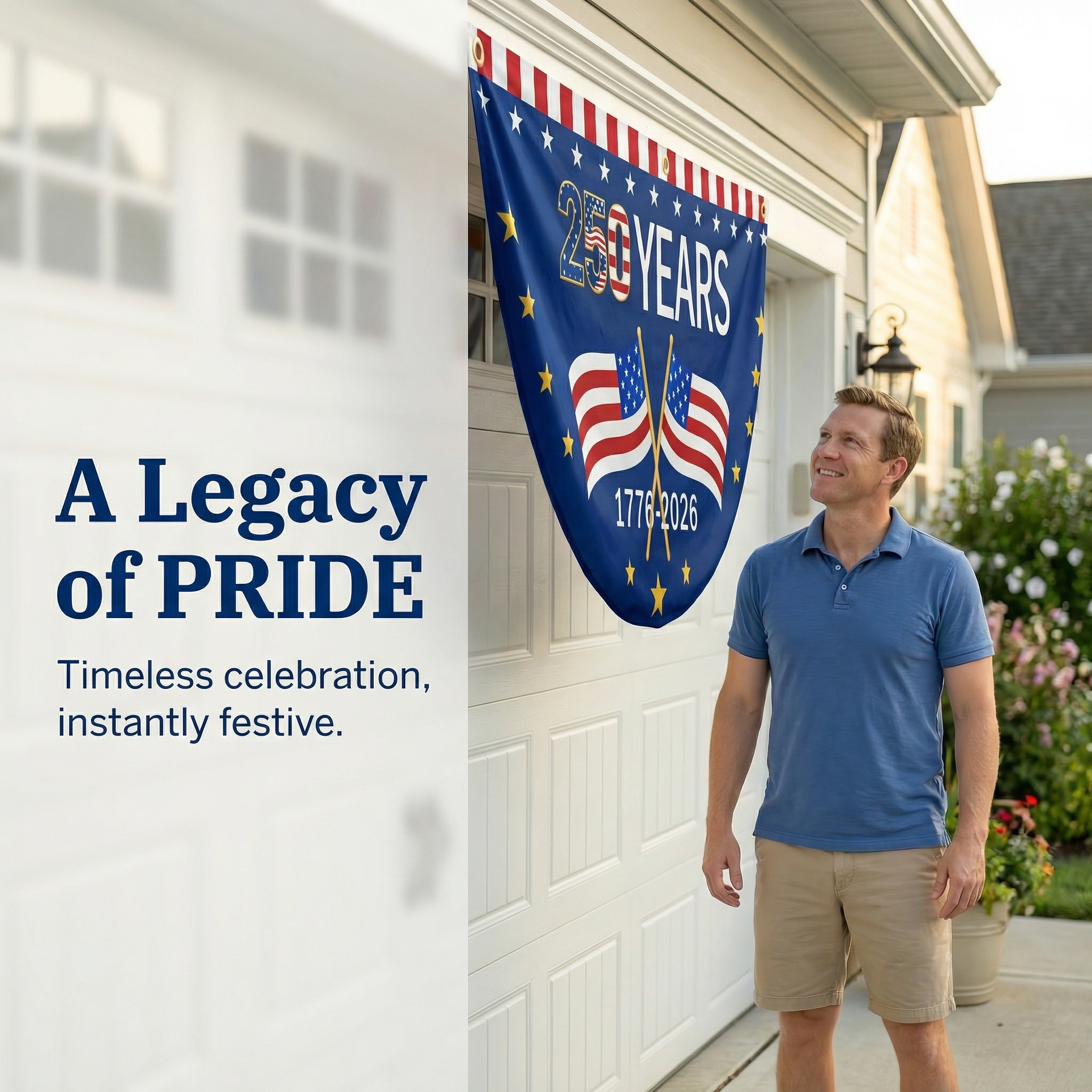 America 250 Patriotic Bunting Banner