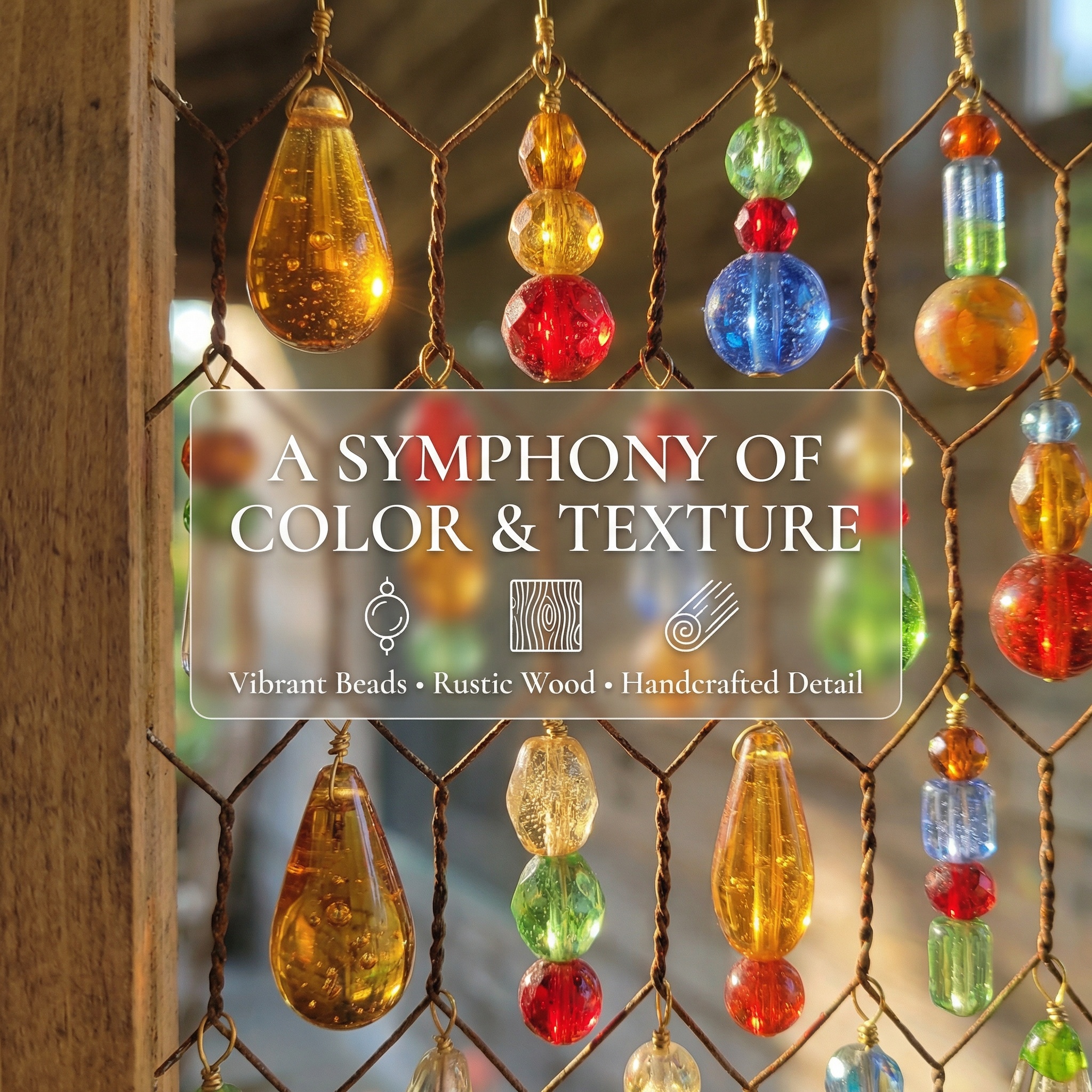 Rustic Beaded Chicken Wire Suncatcher