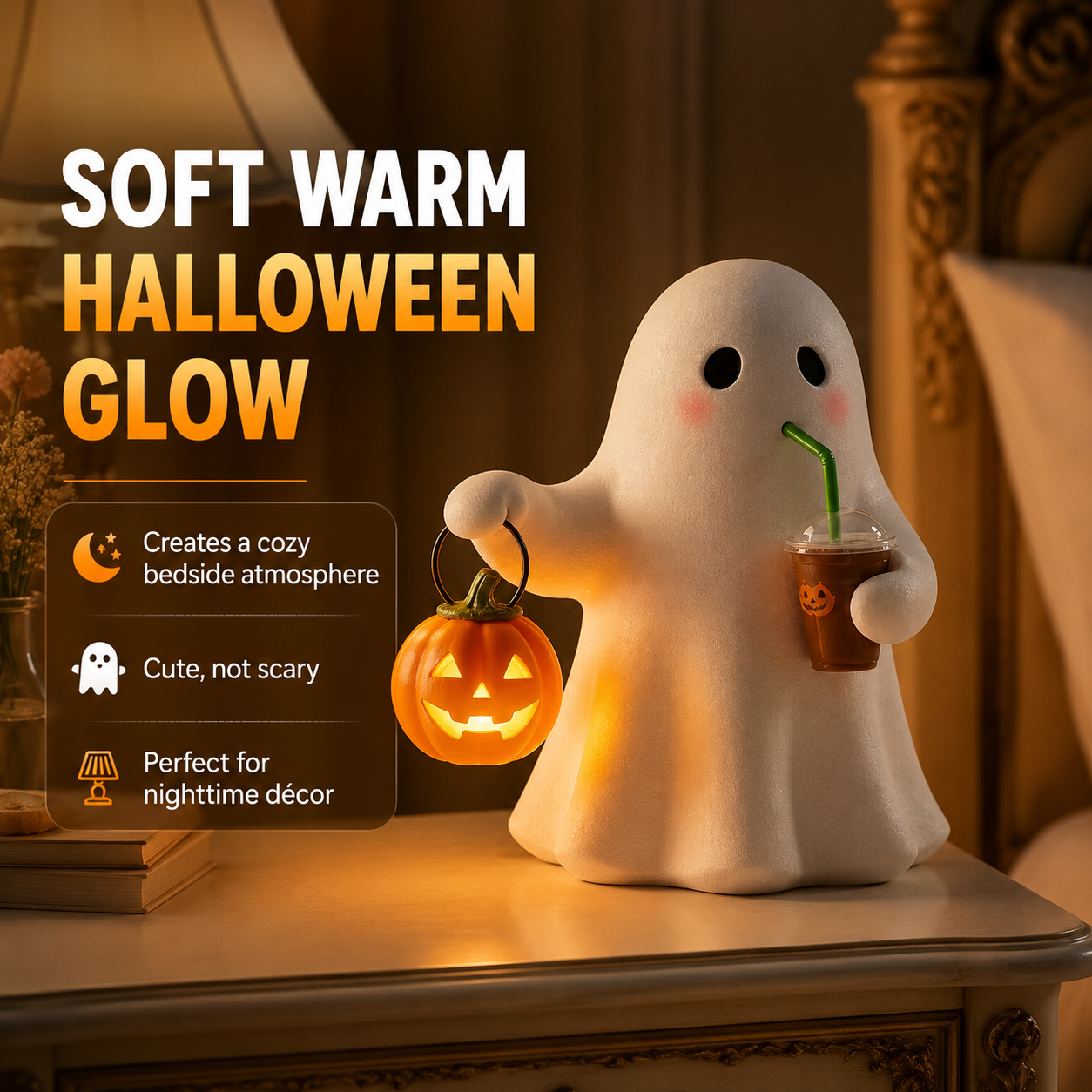 Cute Ghost Pumpkin Night Light