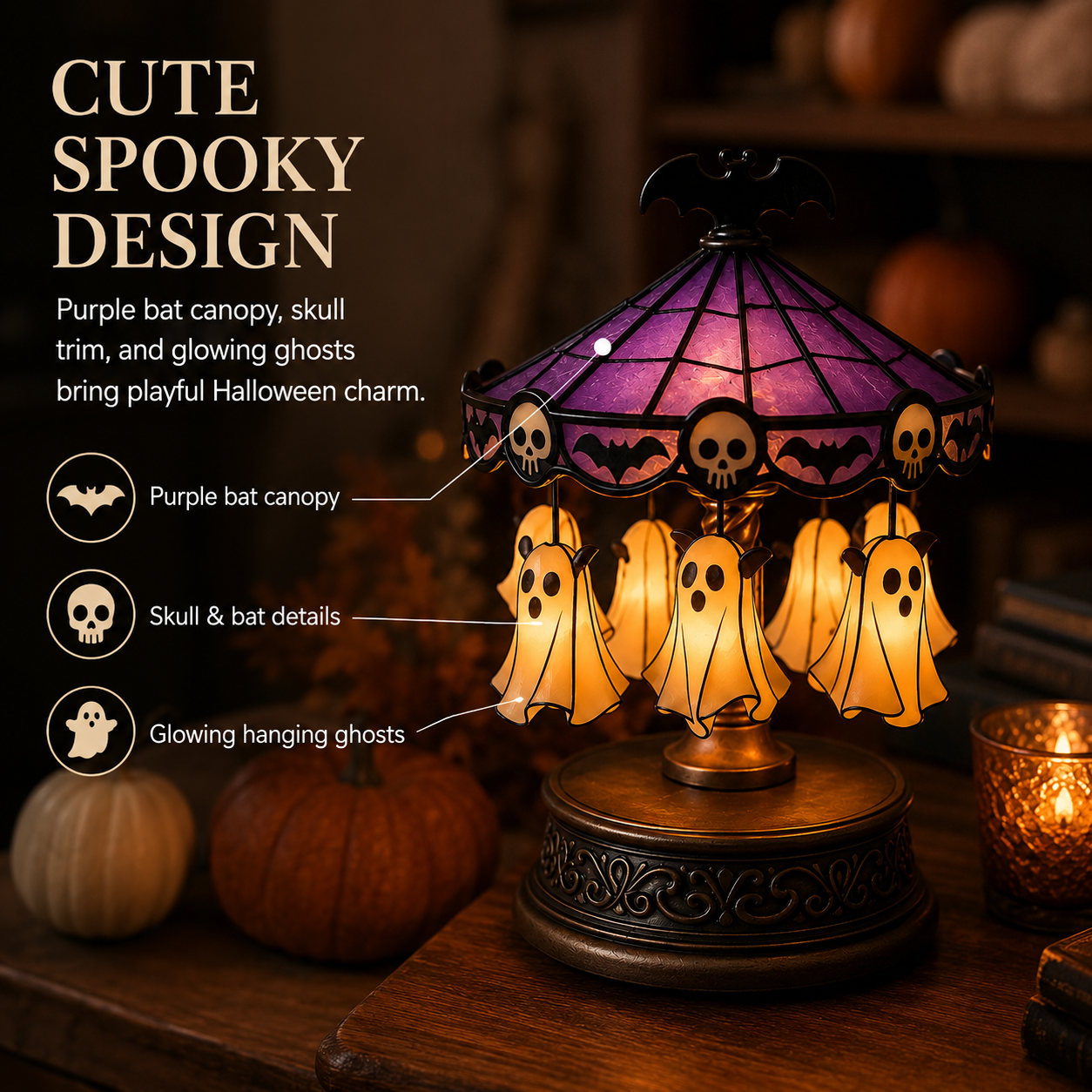 Halloween Ghost Carousel Table Lamp