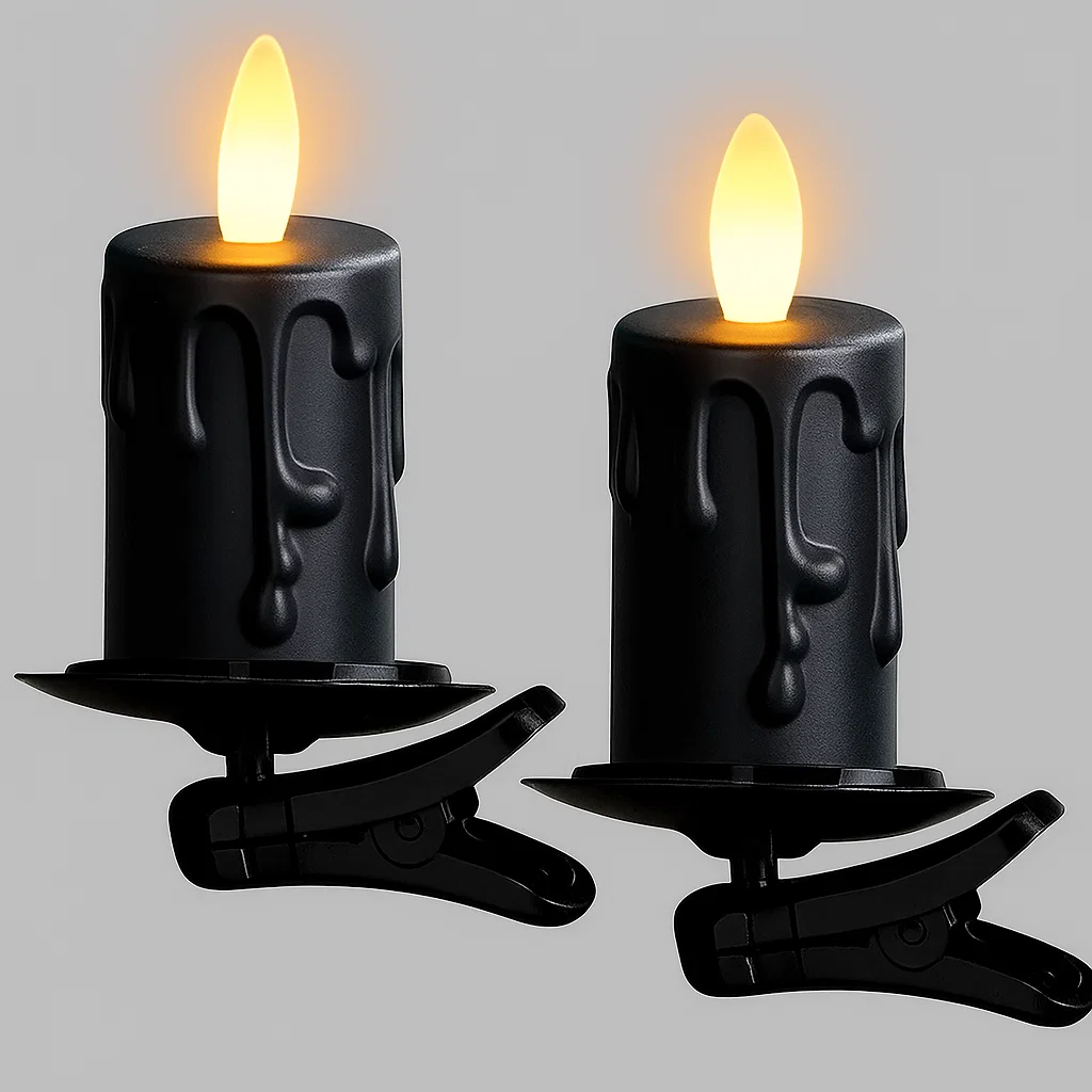 Set of 2 Clip-On Flameless Christmas Tree Candles With Timer