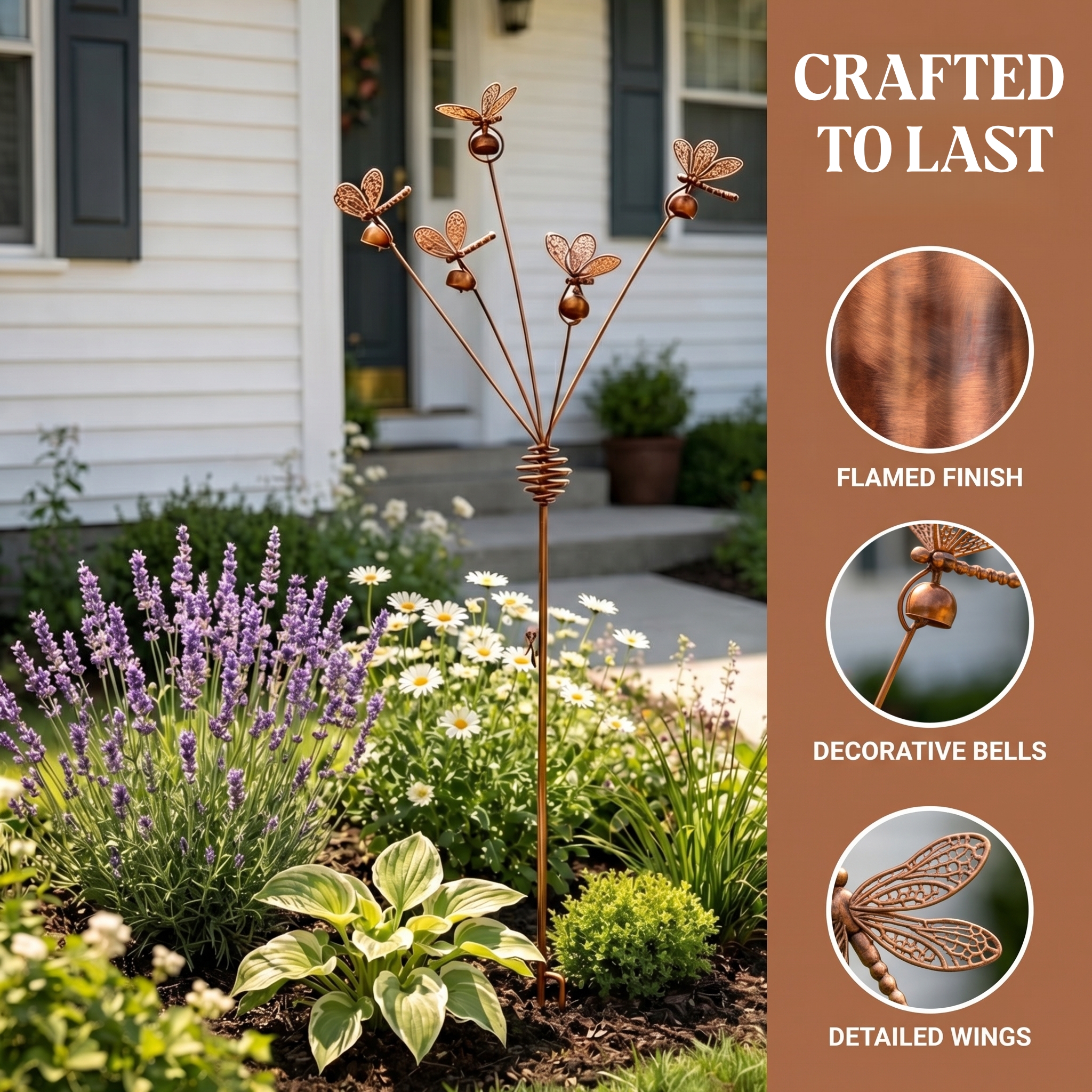 Dragonflies and Bells Garden Stake