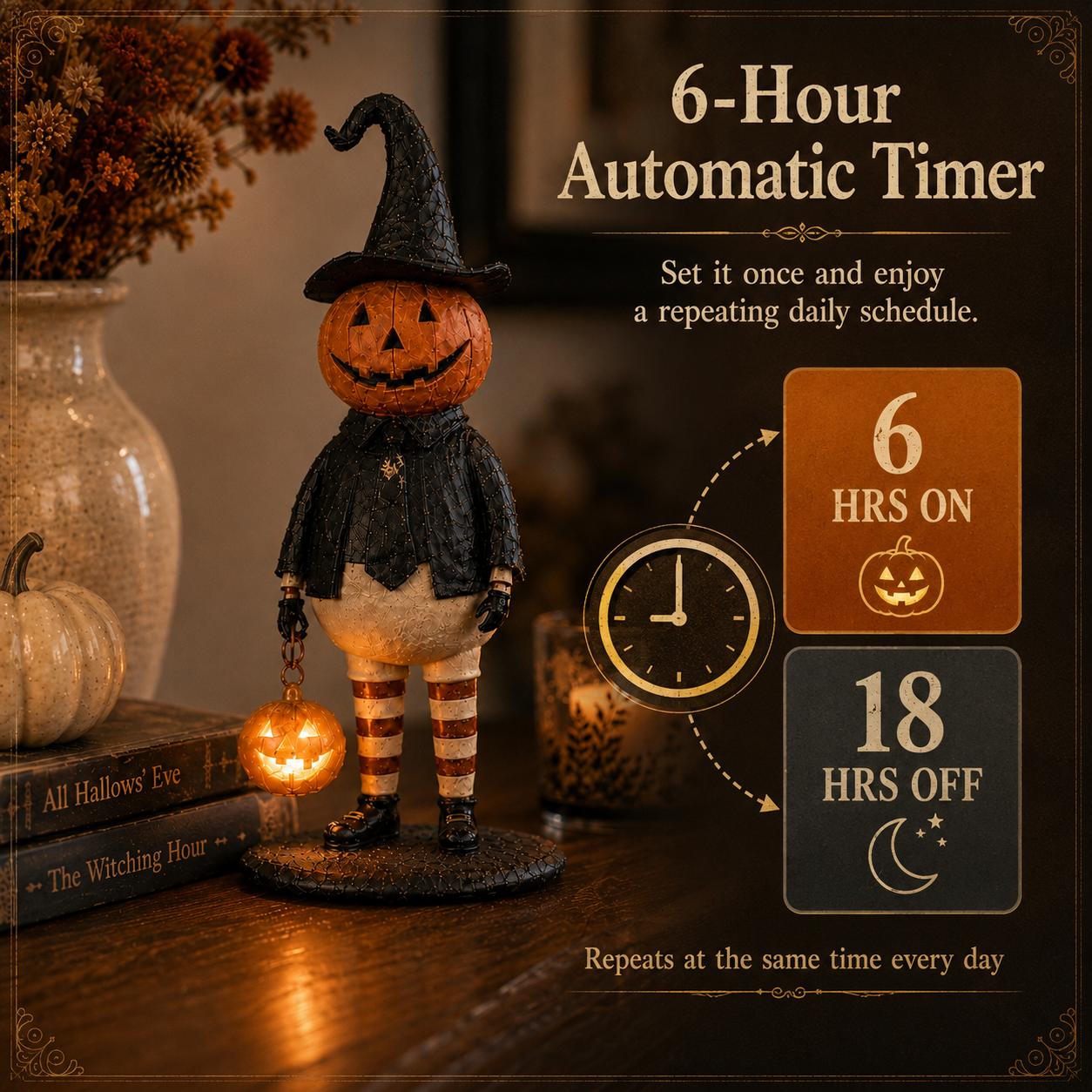 Vintage Lighted Pumpkin Witch Figurine