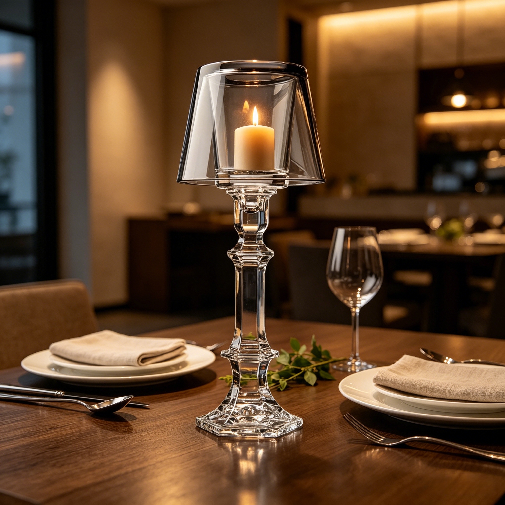 Elegant Crystal Hurricane Candleholder