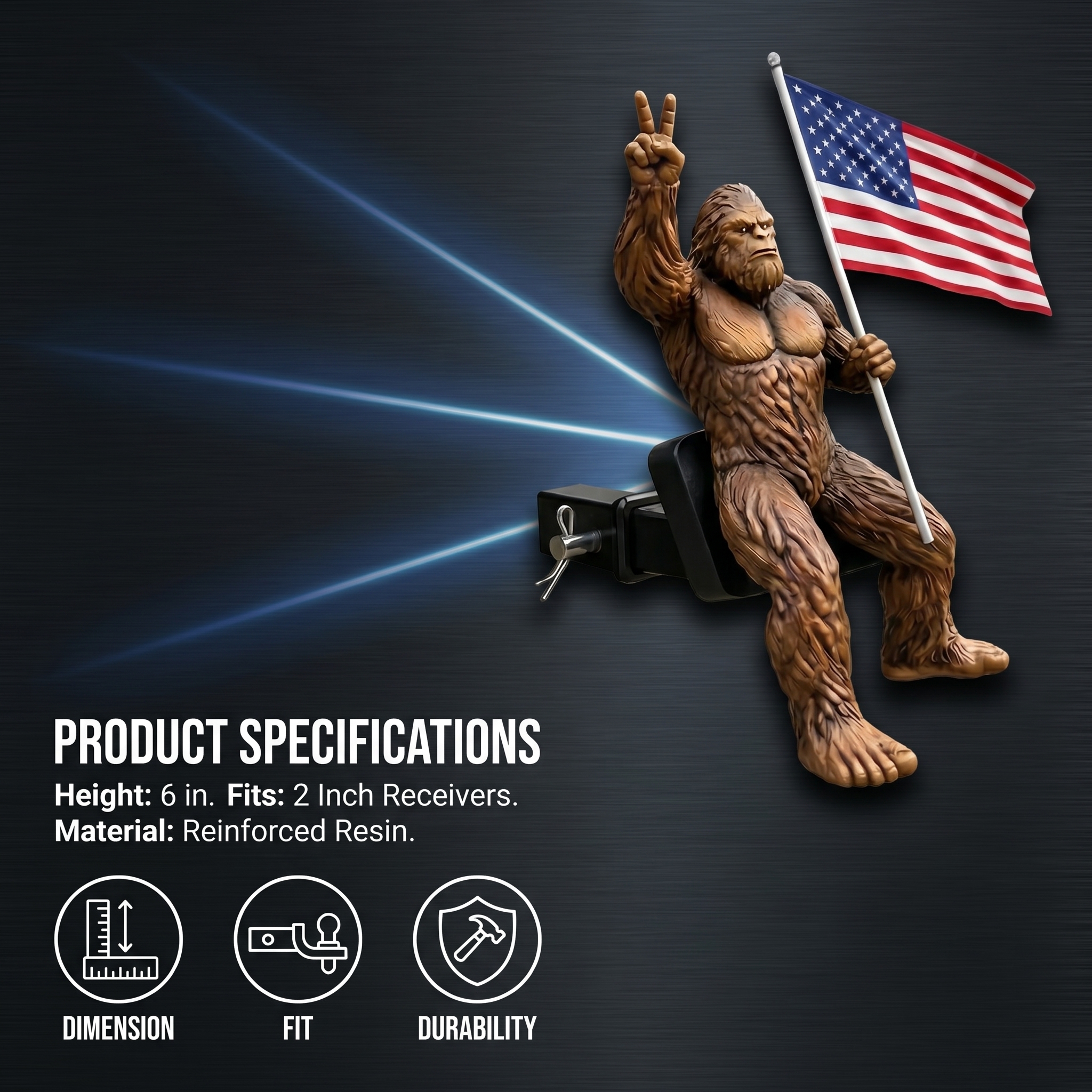 Bigfoot American Flag Hitch Cover