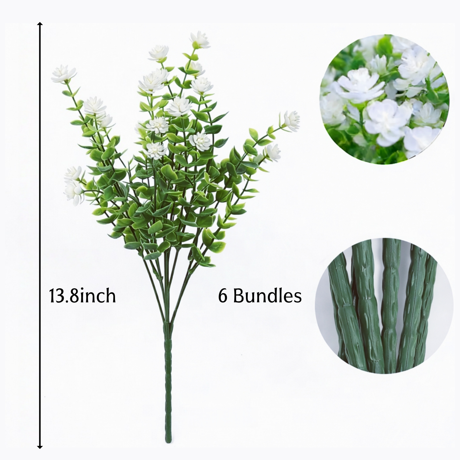 Artificial White Outdoor Flower Bouquets – UV Resistant Faux Spring Flowers for Outdoor Porch, Garden & Patio Decor