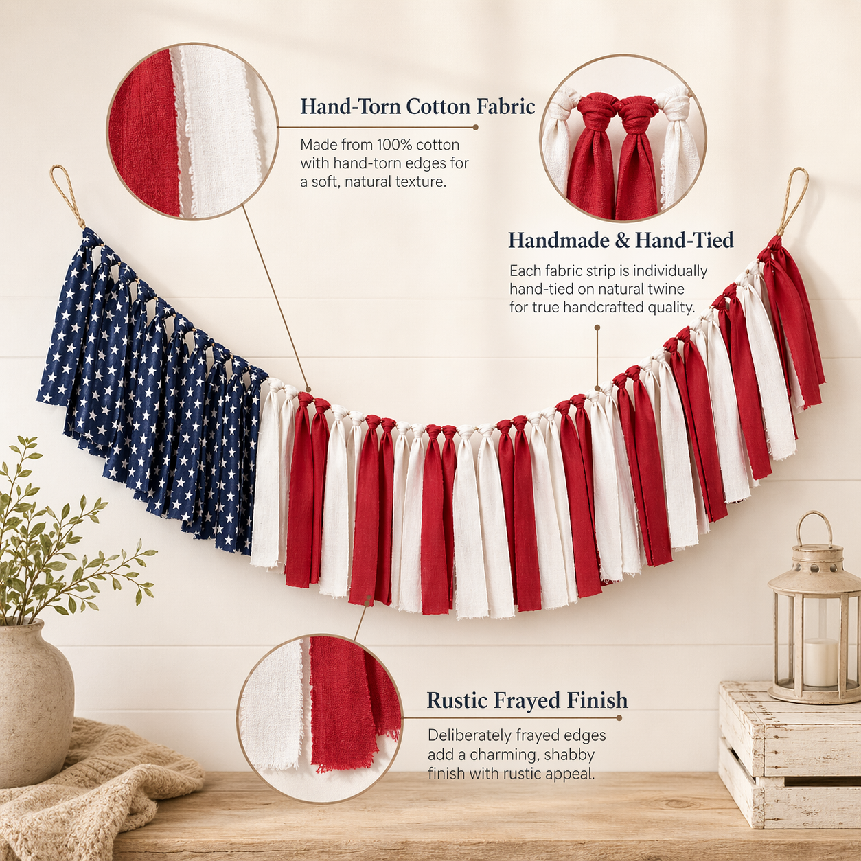 Handmade American Flag Garland