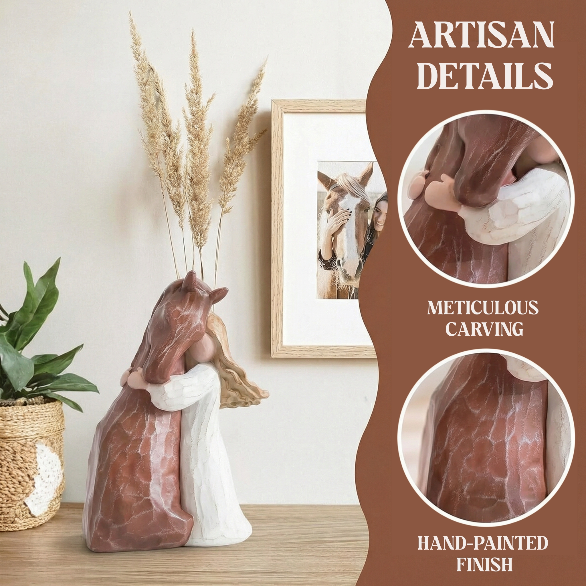 Girl Hugging Horse Figurine