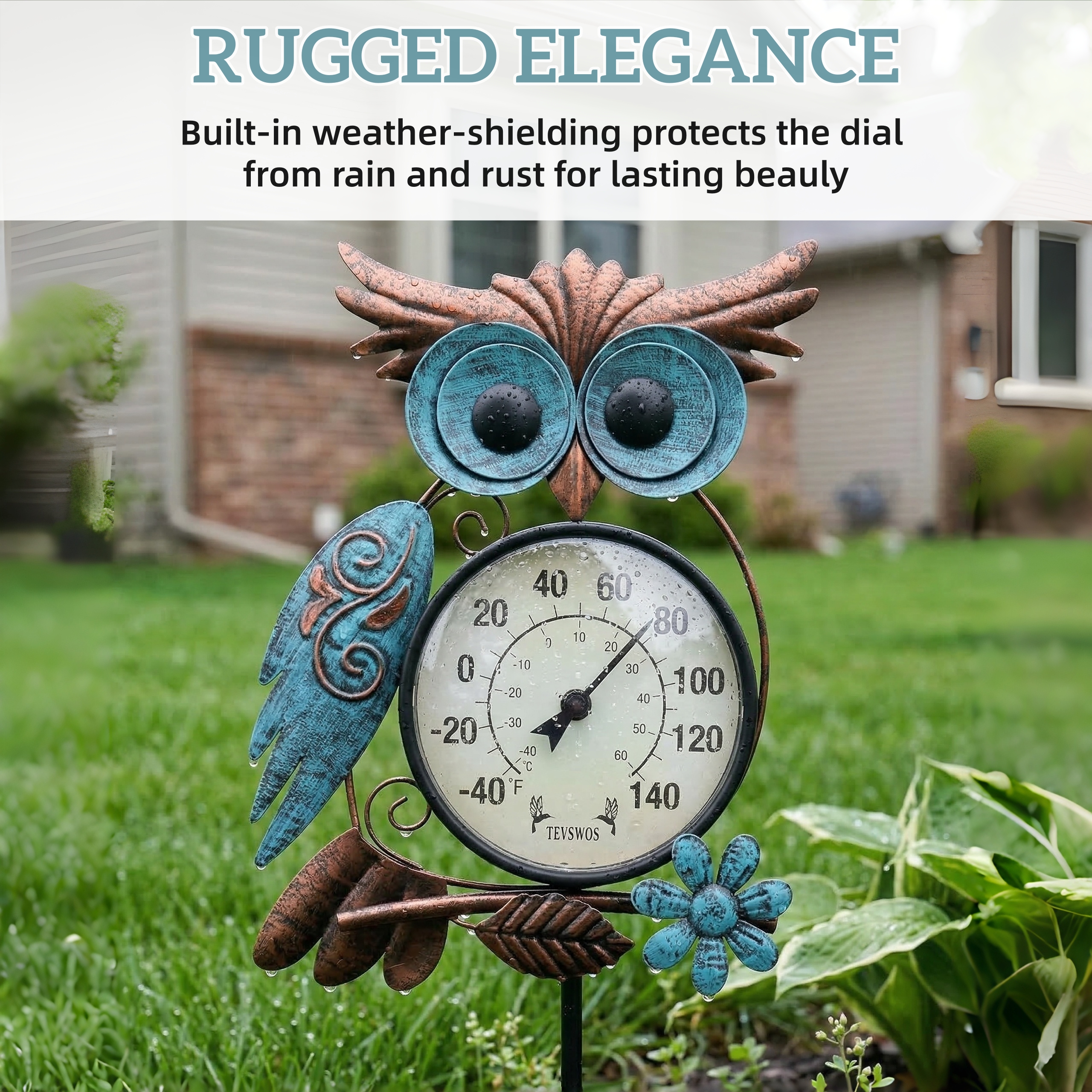 Outdoor Owl Garden Thermometer
