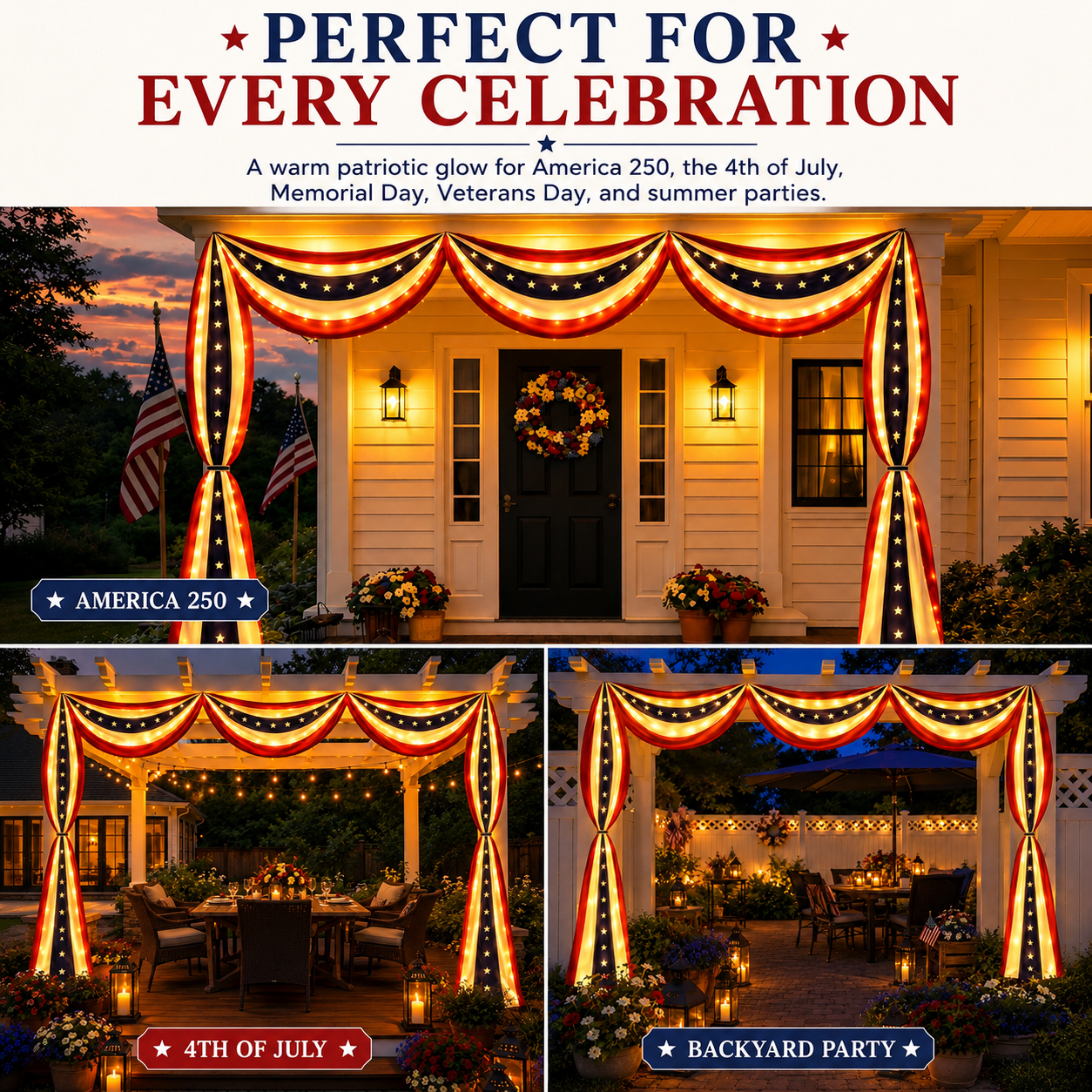 236" Lighted Patriotic Porch Banner