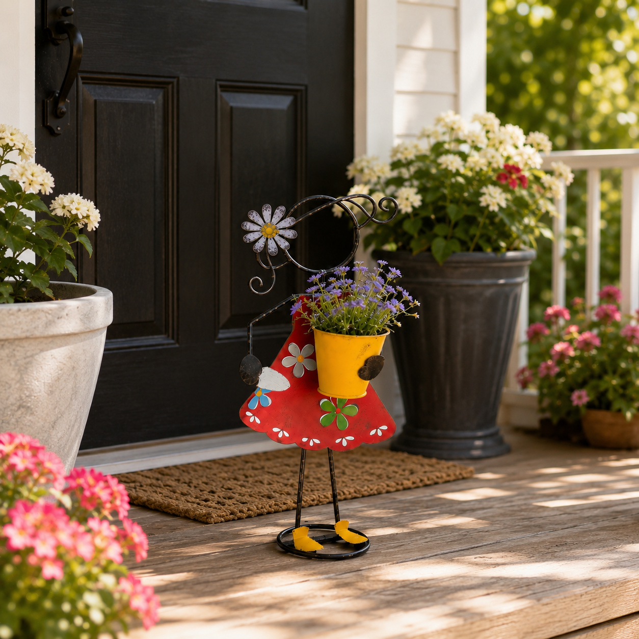 Cute Metal Garden Planter Statue