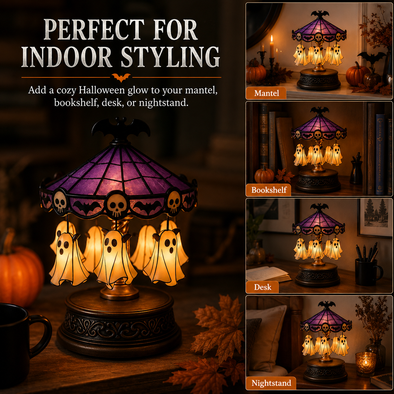 Halloween Ghost Carousel Table Lamp