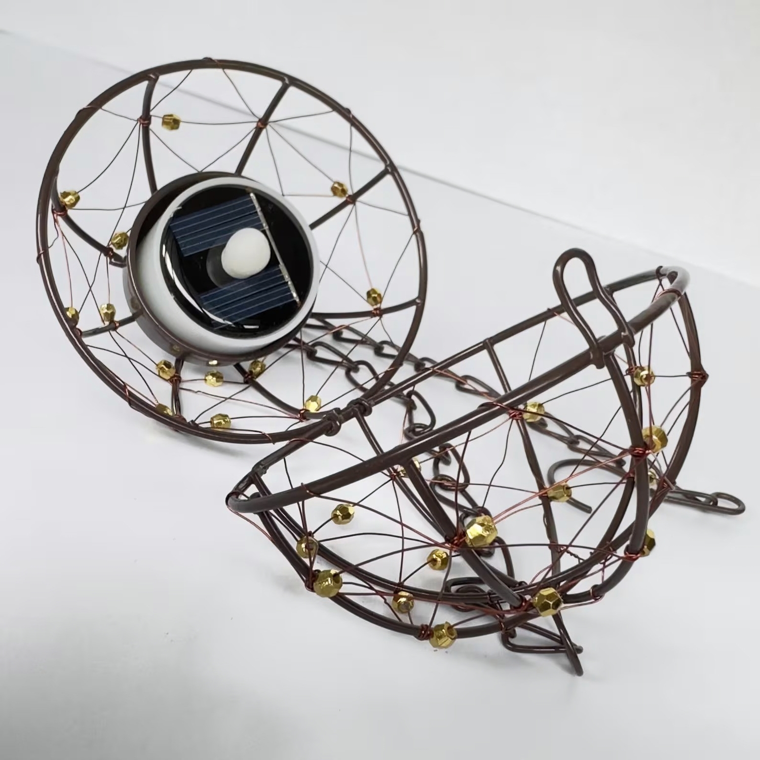 Waterproof Solar Rattan Ball Hanging Lantern with Flickering Tea Light