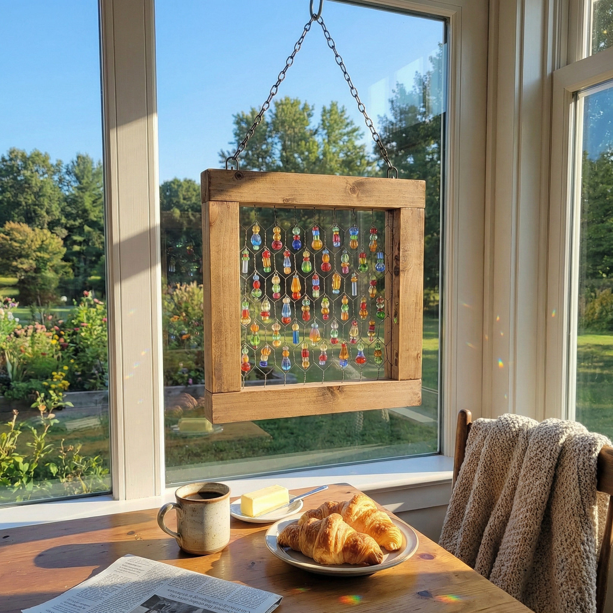 Rustic Beaded Chicken Wire Suncatcher