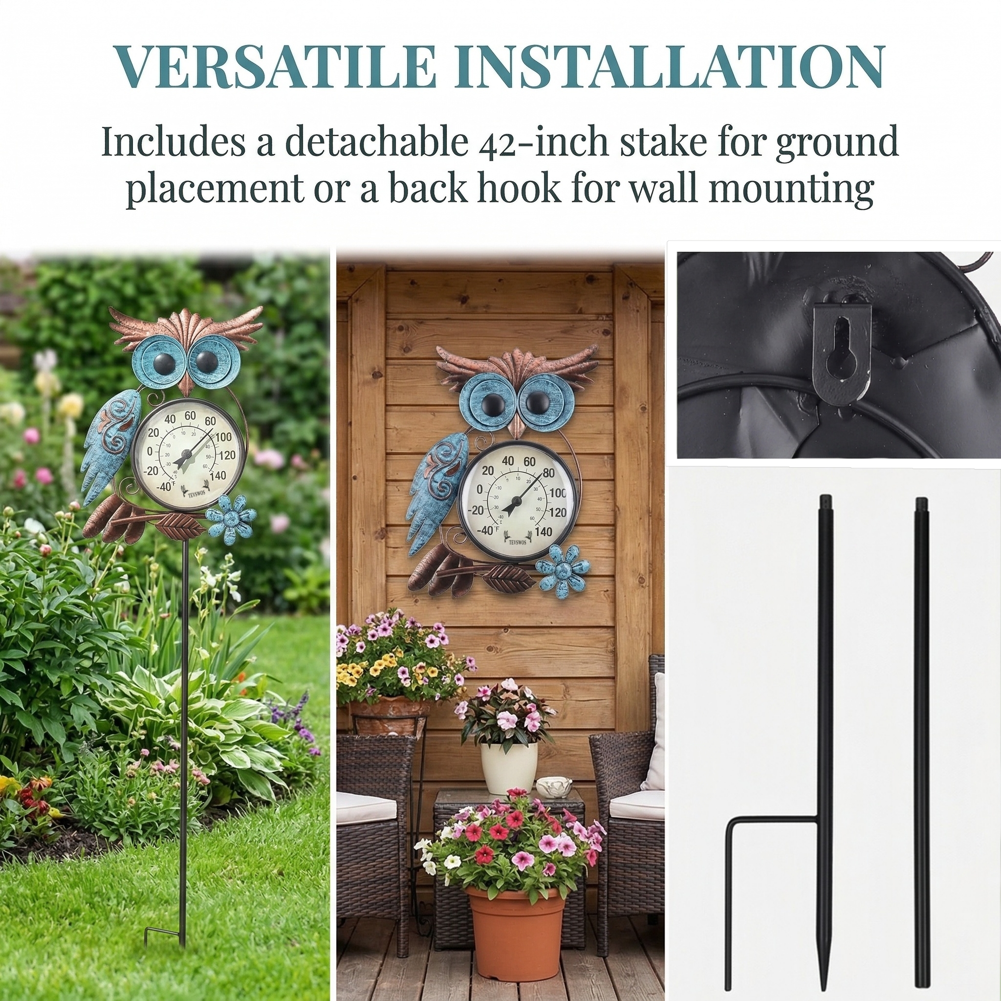 Outdoor Owl Garden Thermometer