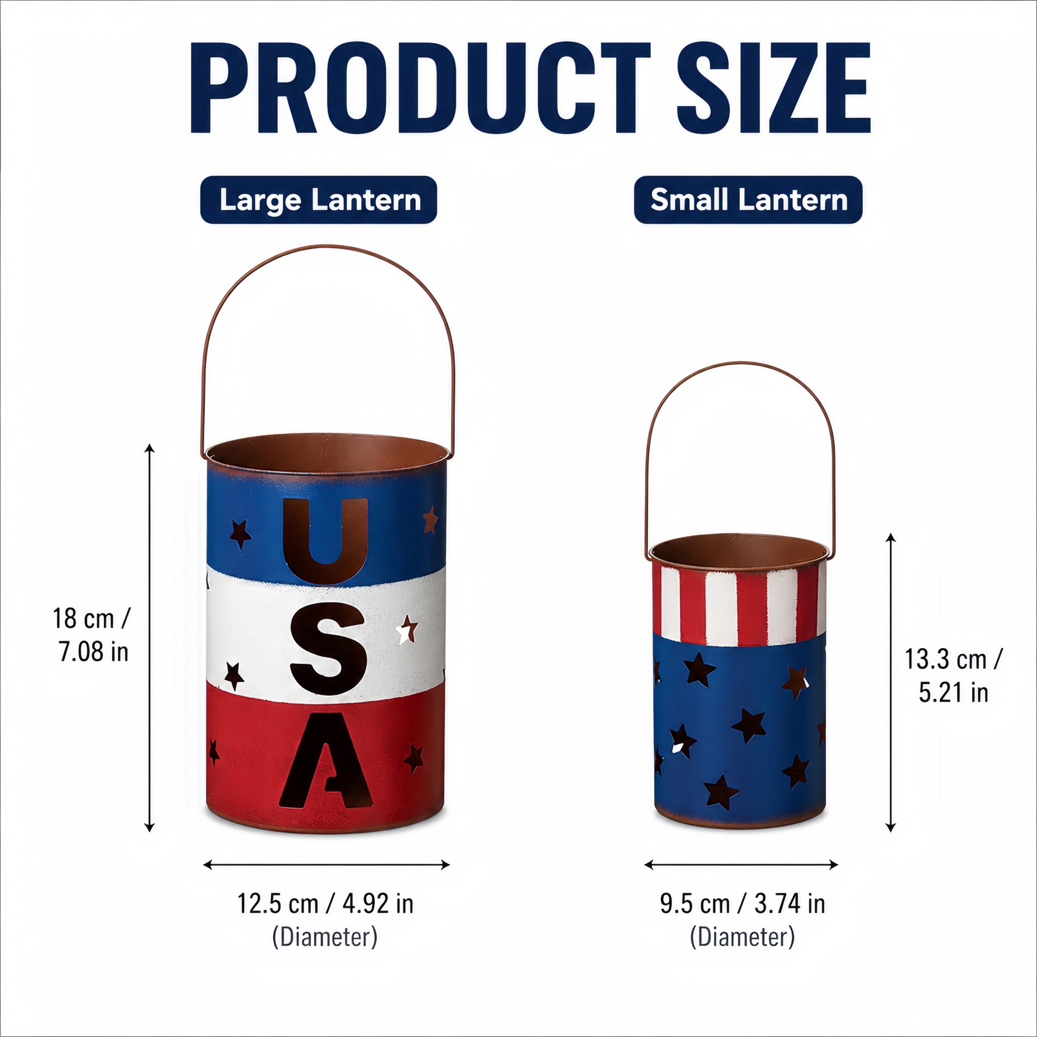 Patriotic Metal Candle Lantern Set