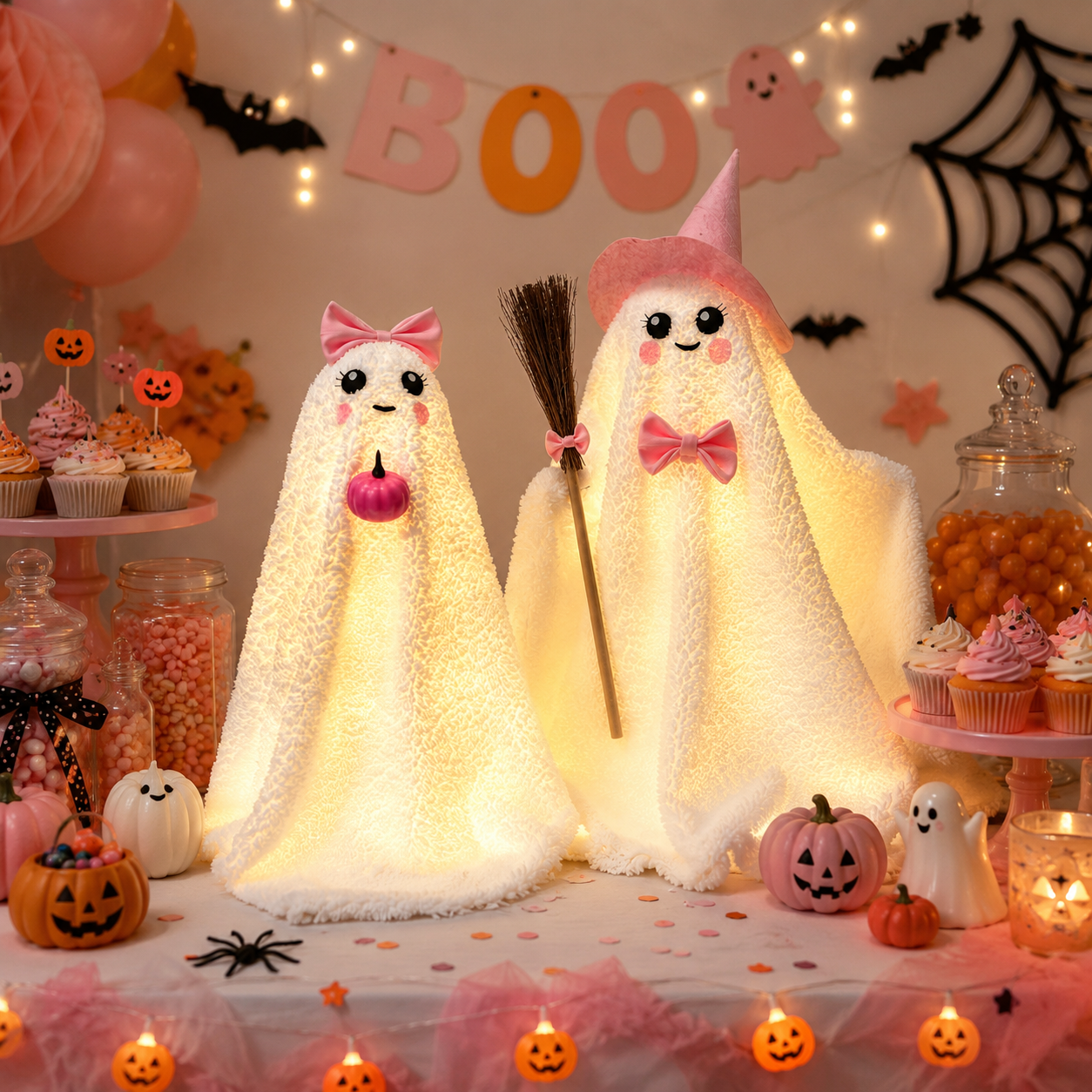 Lighted Plush Ghost Halloween Decorations