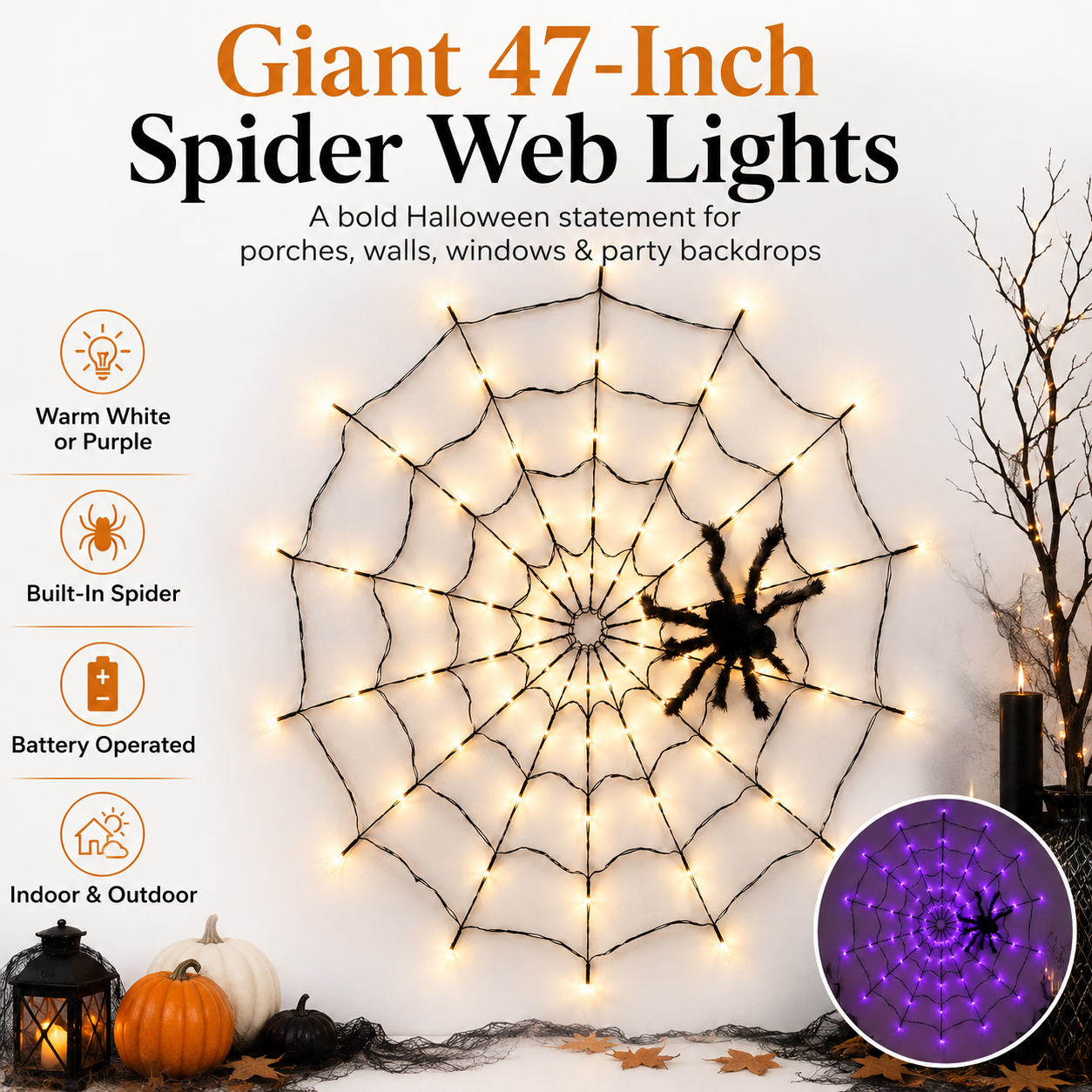 Halloween Spider Web Lights