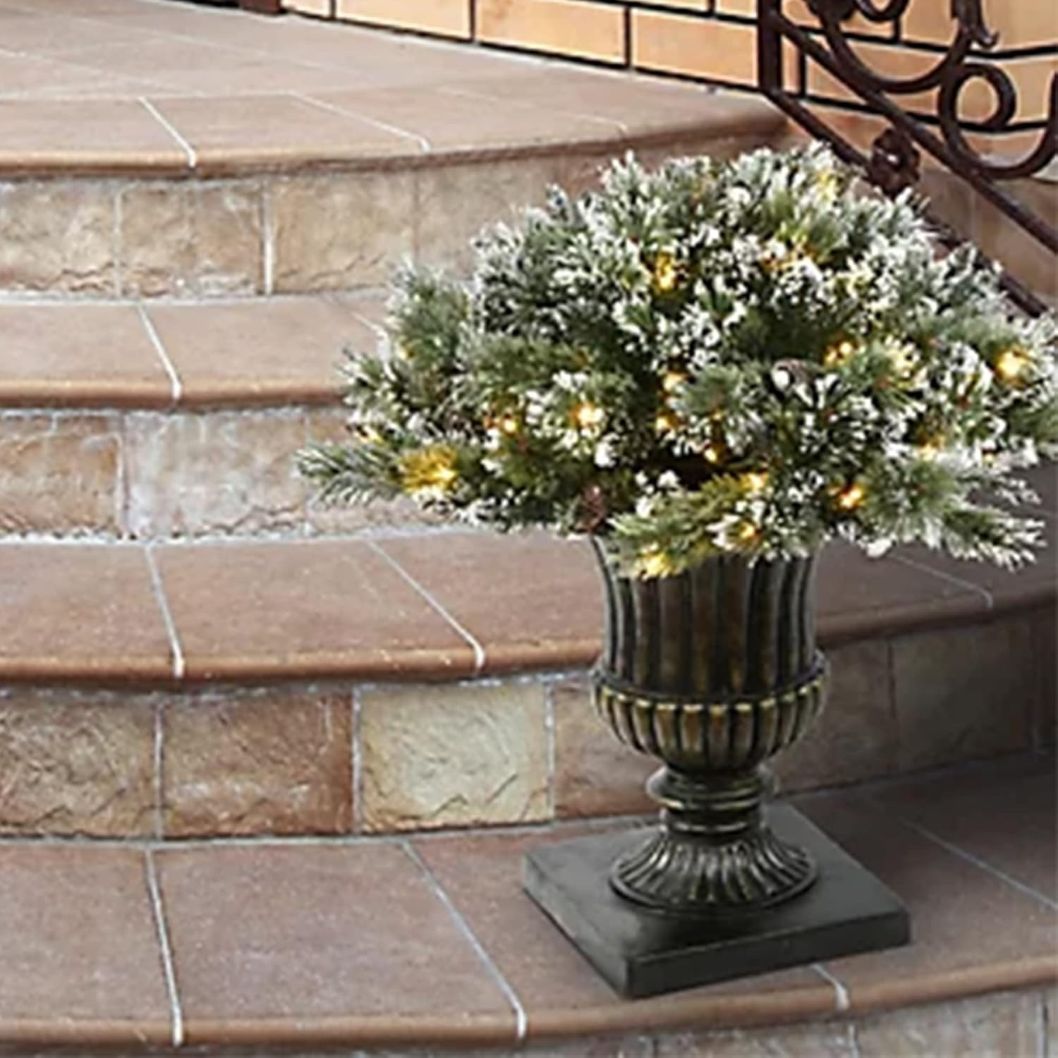 Pre-lit Artificial Christmas Tree Urn Filler