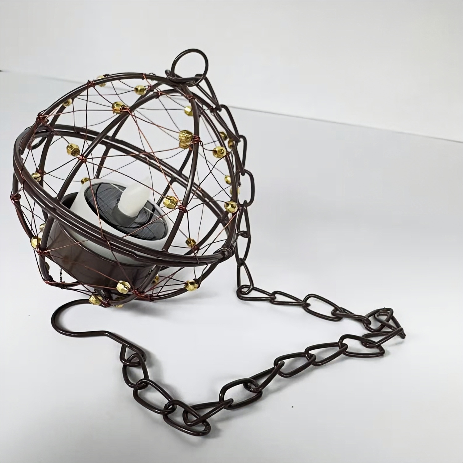 Waterproof Solar Rattan Ball Hanging Lantern with Flickering Tea Light