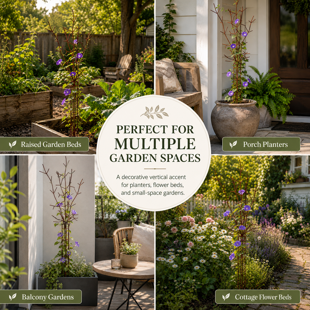 Rustic Wrought Iron Branch Garden Trellis