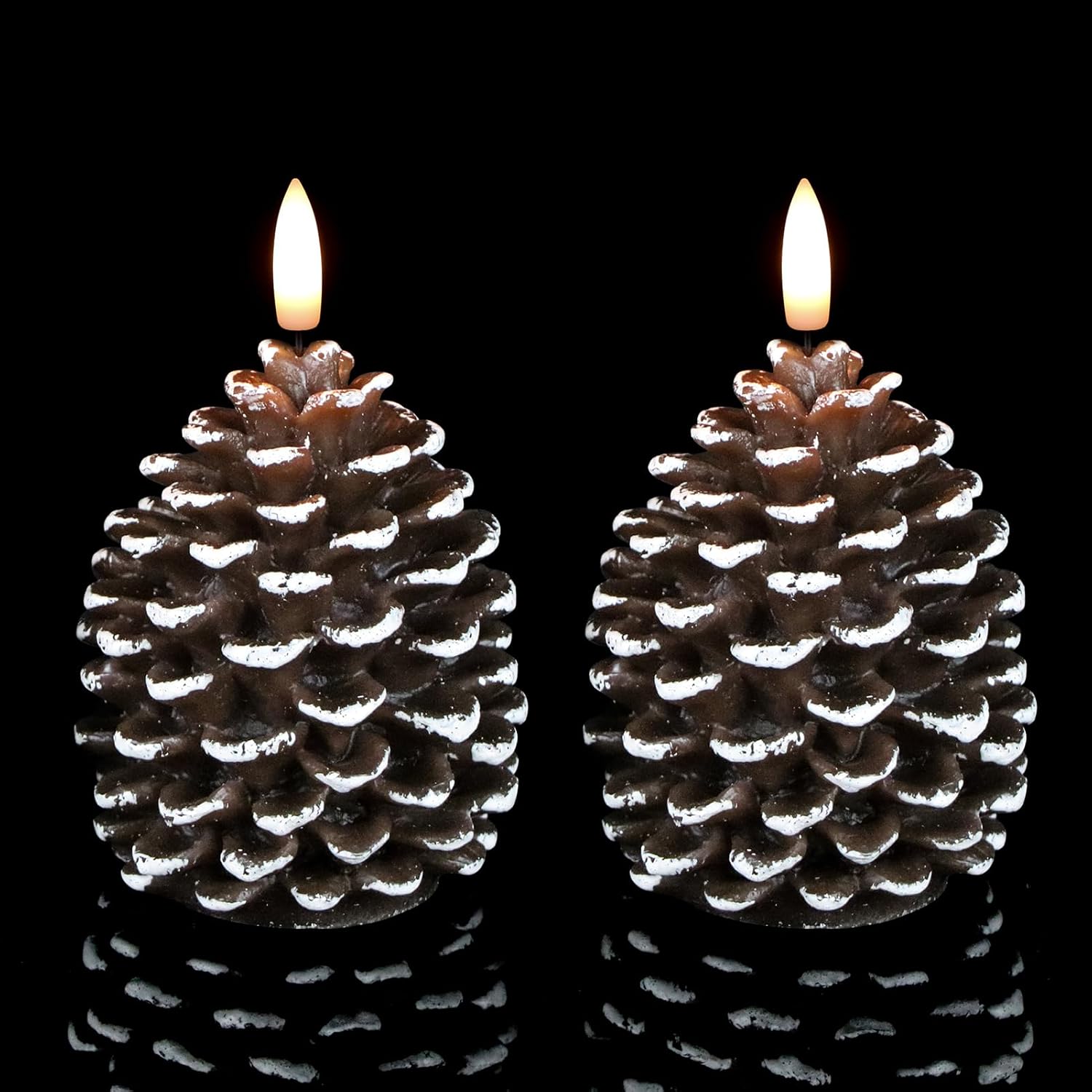Flameless Pinecone Candles Battery Operated with 6 Hour Timer