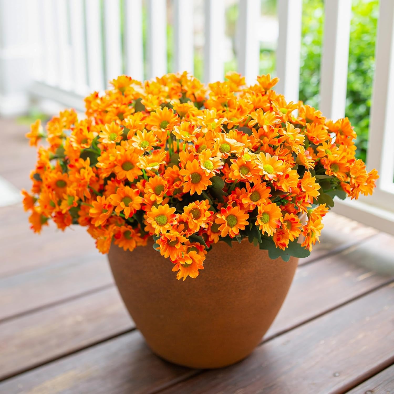 Artificial Mums Flowers for Outdoors Fall Autumn Decoration - UV resistant, Waterproof, Windproof