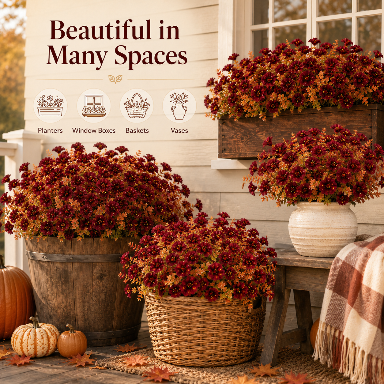 Autumn Harvest Outdoor Faux Flower Bouquets