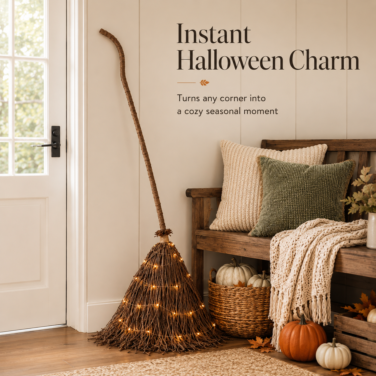 Light-Up Witch’s Broom Halloween Decor