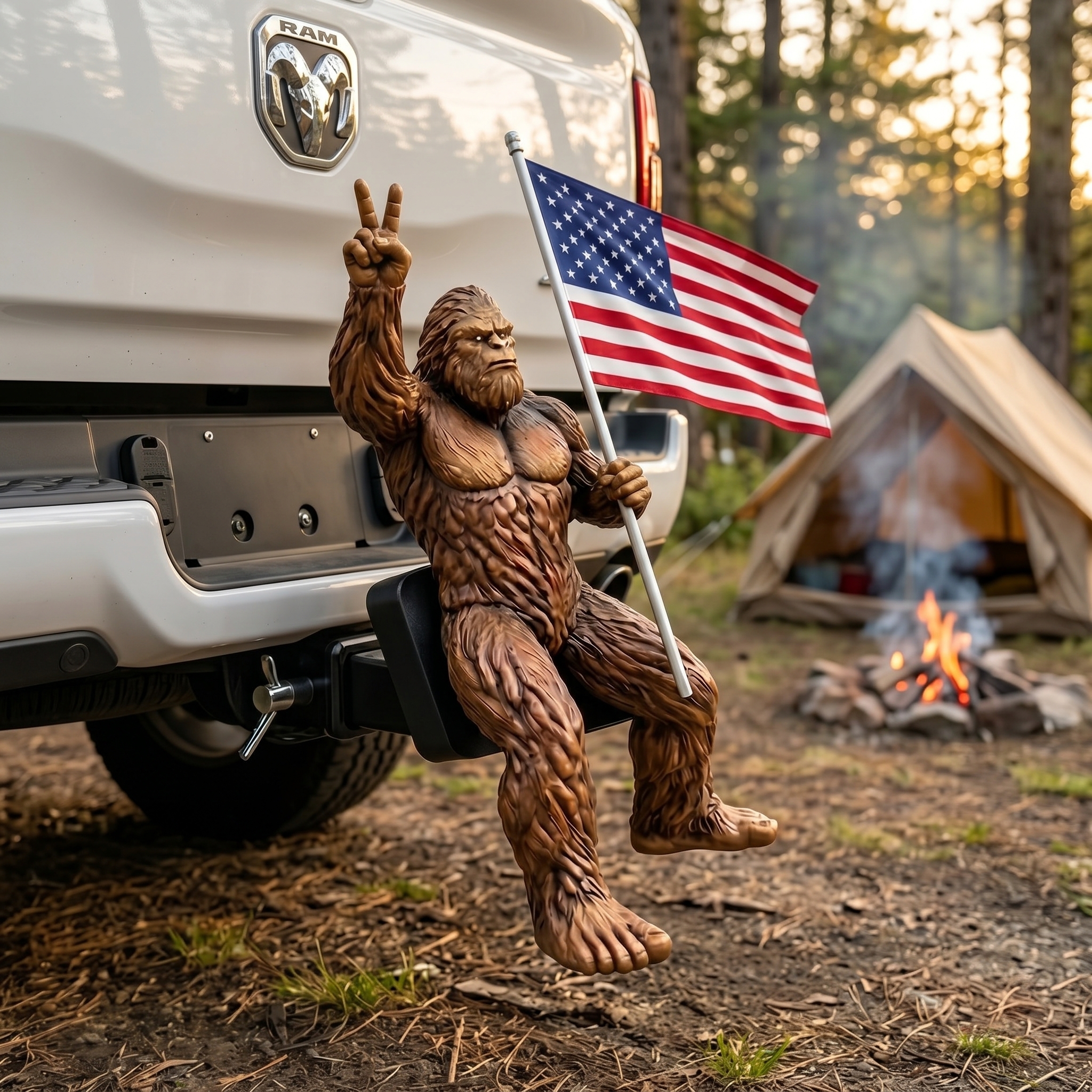 Bigfoot American Flag Hitch Cover