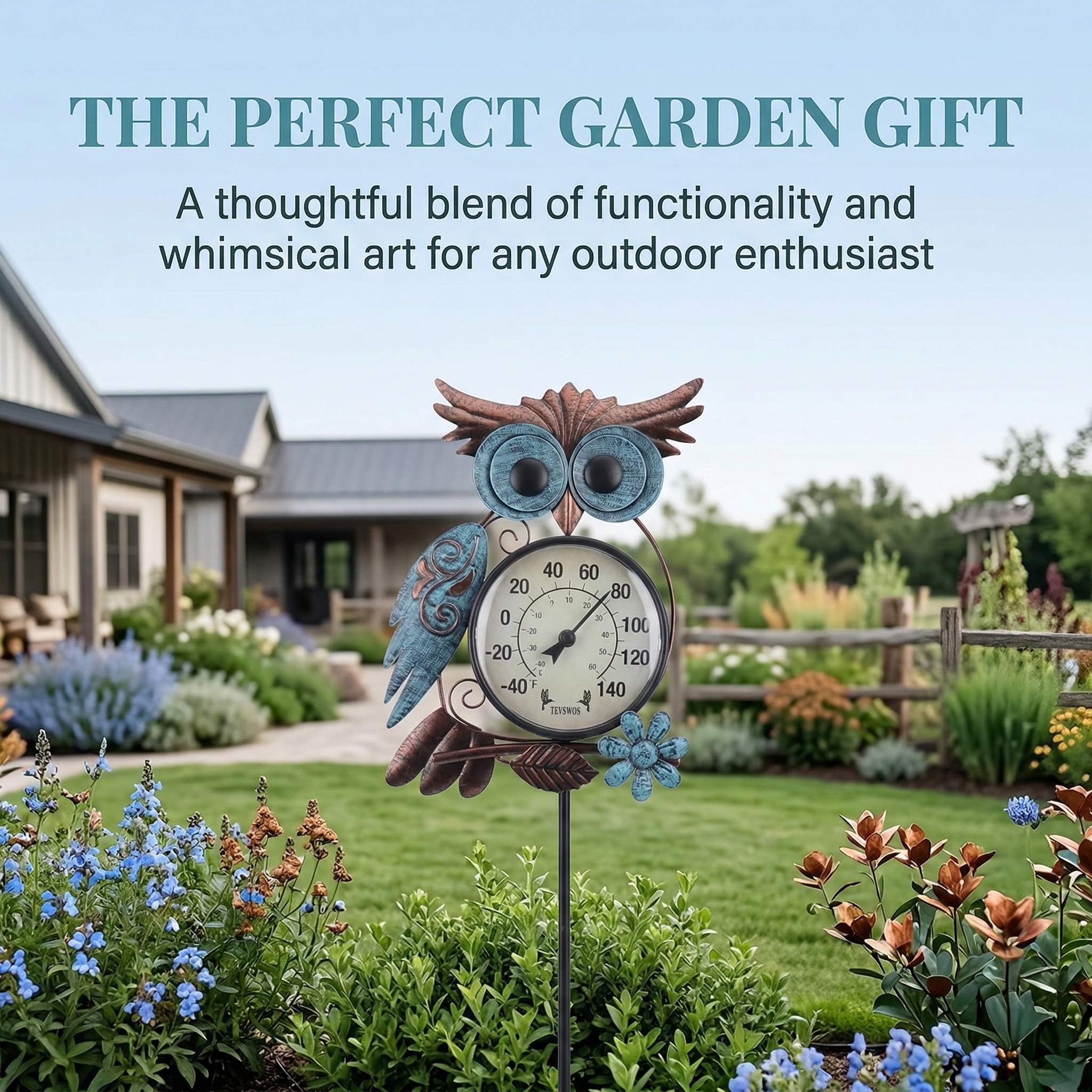 Outdoor Owl Garden Thermometer